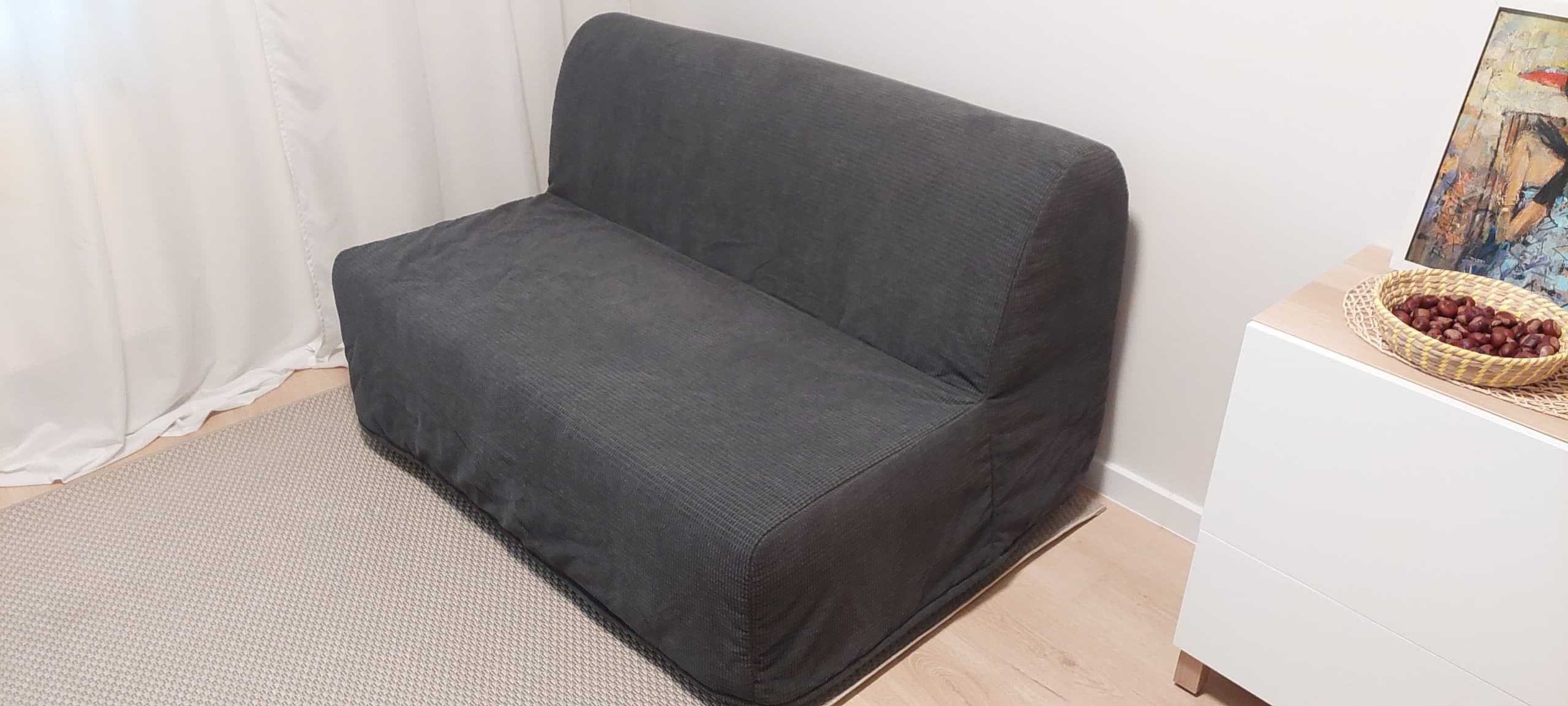LYCKSELE LÖVÅS sofa 2-osobowa, rozkładana, Vansbro ciemnoszary