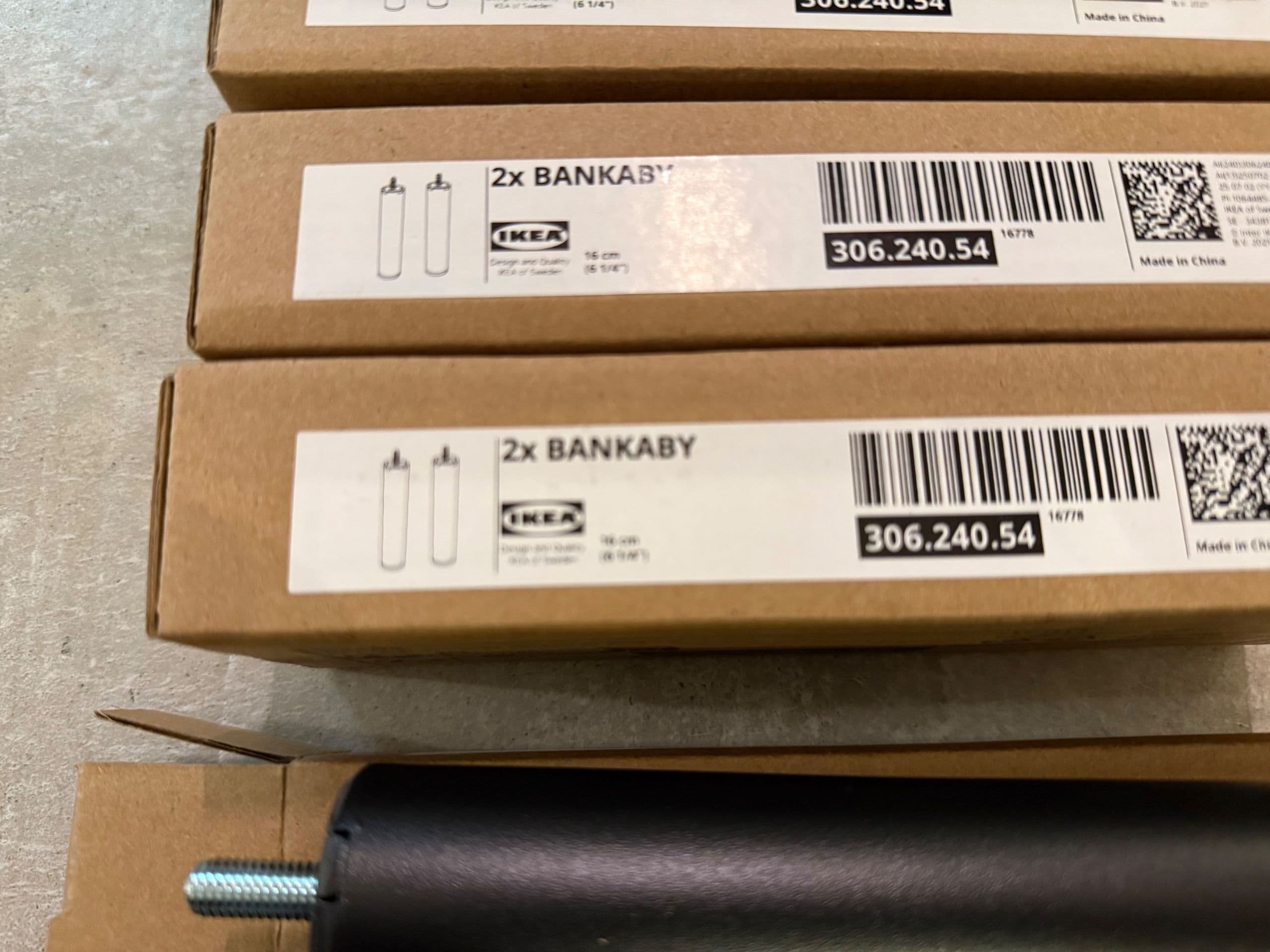 BANKABY noga, metal/czarny, 16 cm