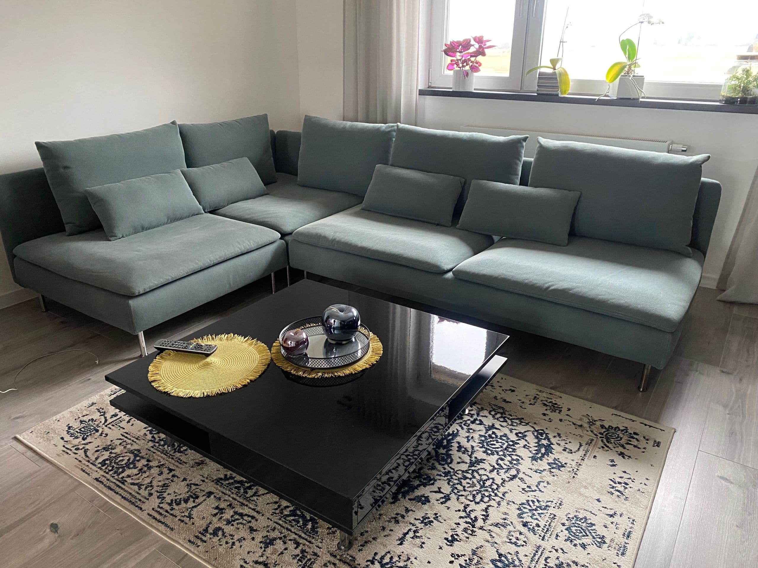 SÖDERHAMN sofa narożna 4-osobowa, z otwartym końcem/Kelinge szaroturkusowy