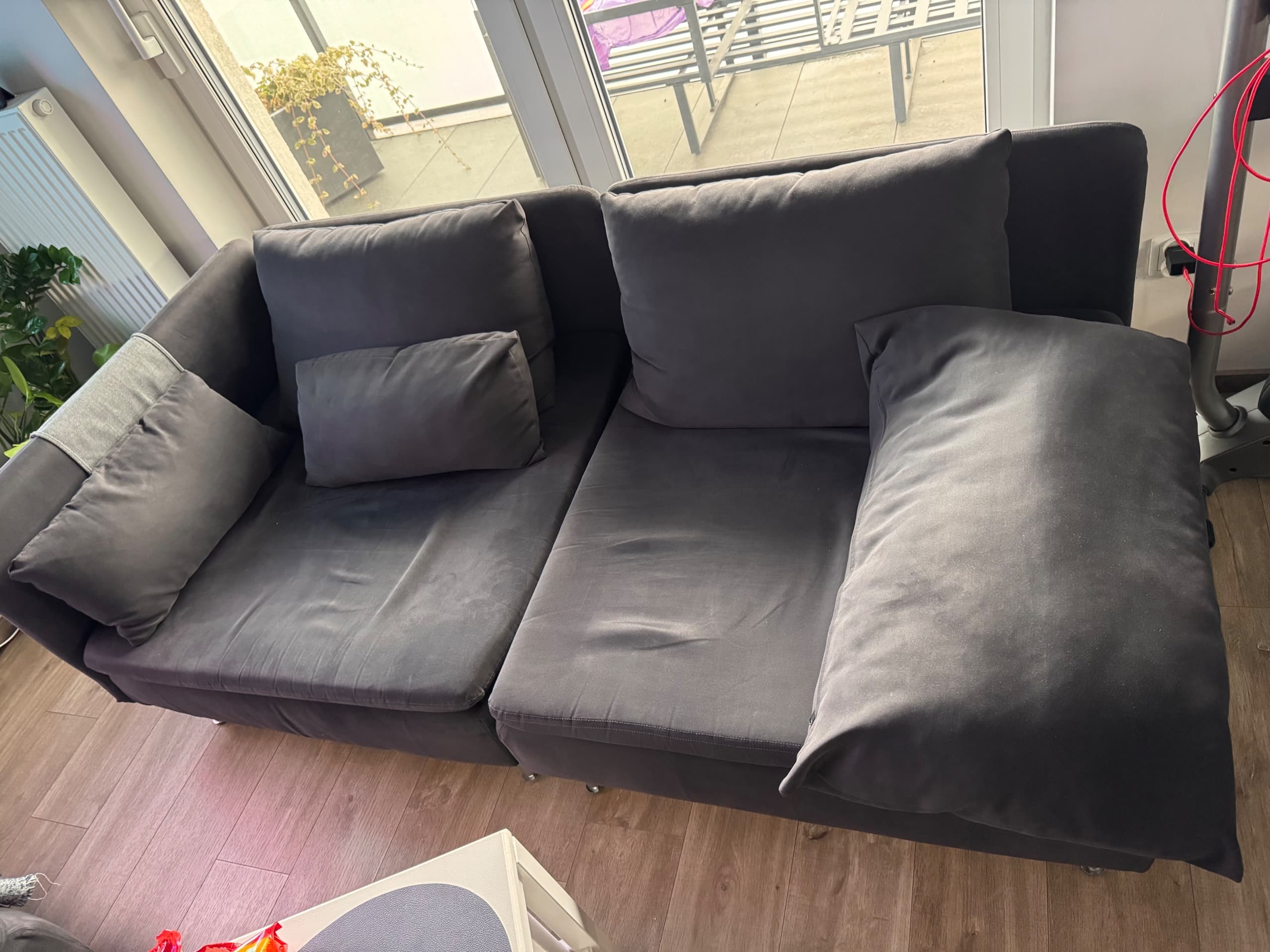 SÖDERHAMN sofa 3-osobowa, z otwartym końcem/Hillared granatowy