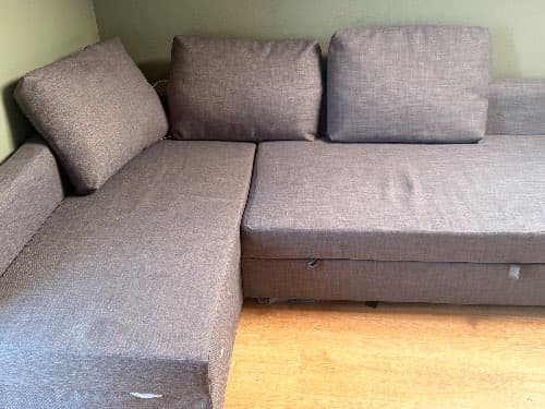 FRIHETEN / KLAGSHAMN narożnik z funkcją spania, Skiftebo ciemnoszary