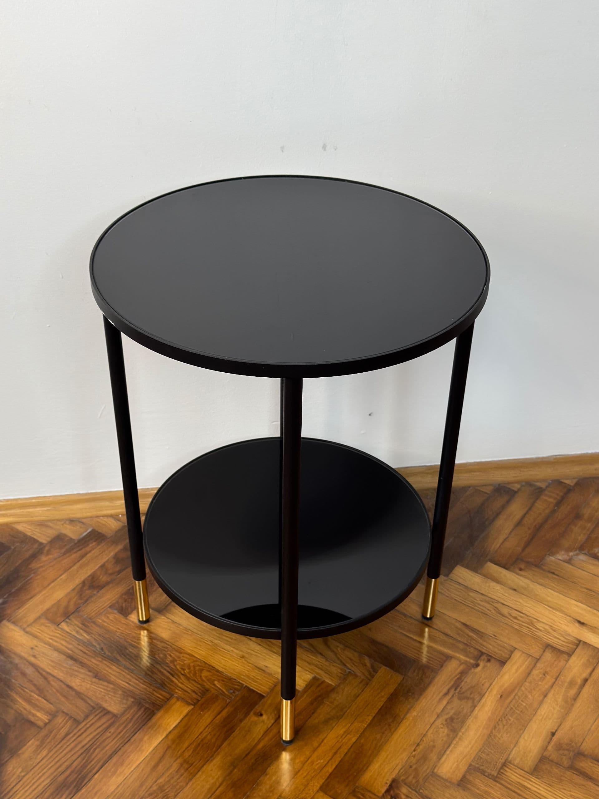 ÄSPERÖD stolik, czarny/szkło czarny, 45 cm
