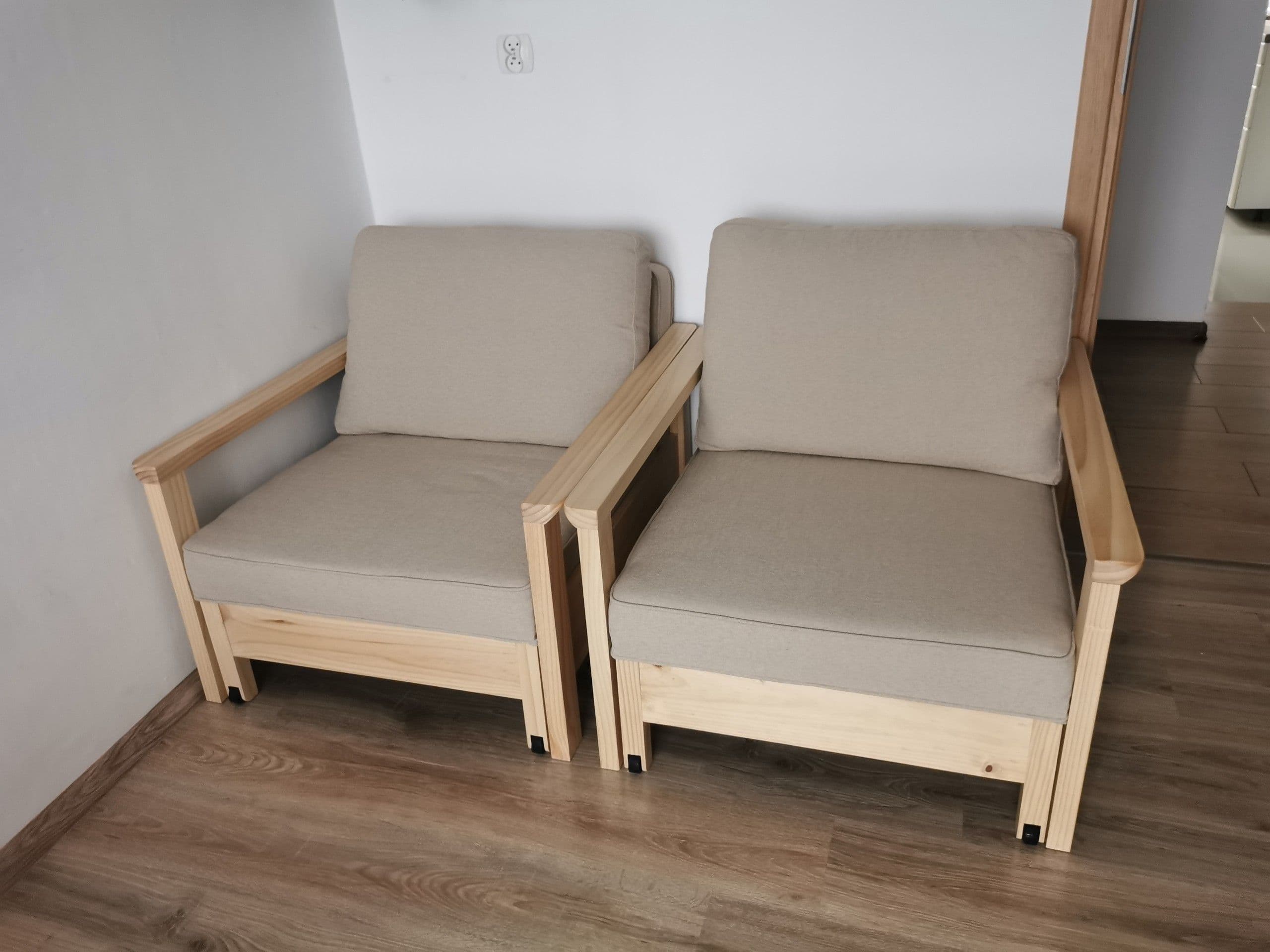 TORNSBORG fotel rozkładany, Naggen beżowy/sosna