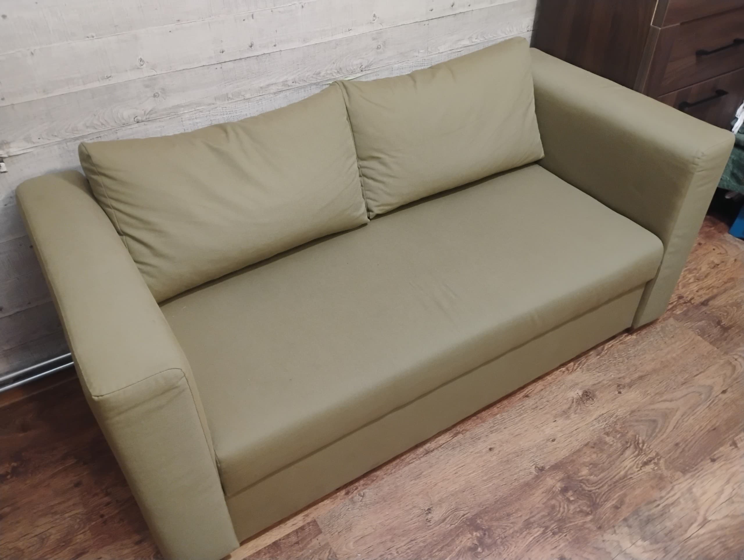 SKÖNABÄCK sofa 2-osobowa, rozkładana, Vissle żółto-zielony