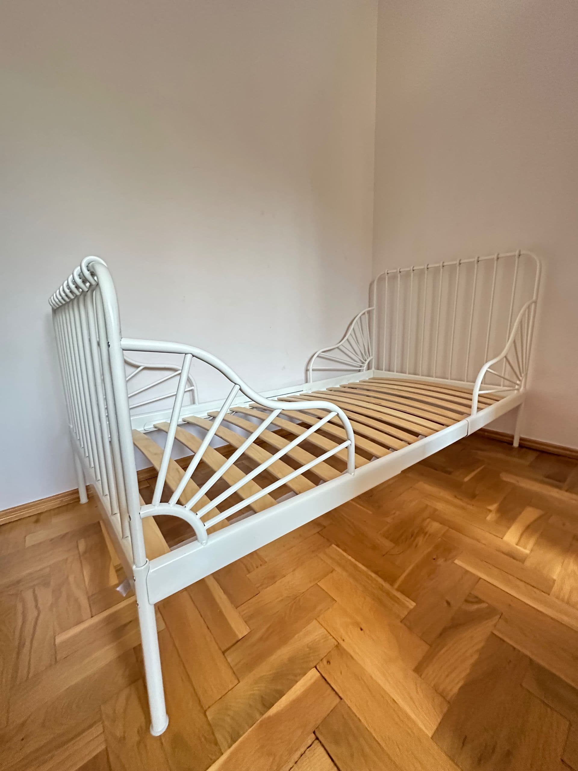 MINNEN rozsuwana rama łóżka i dno łóżka, biały, 80x200 cm