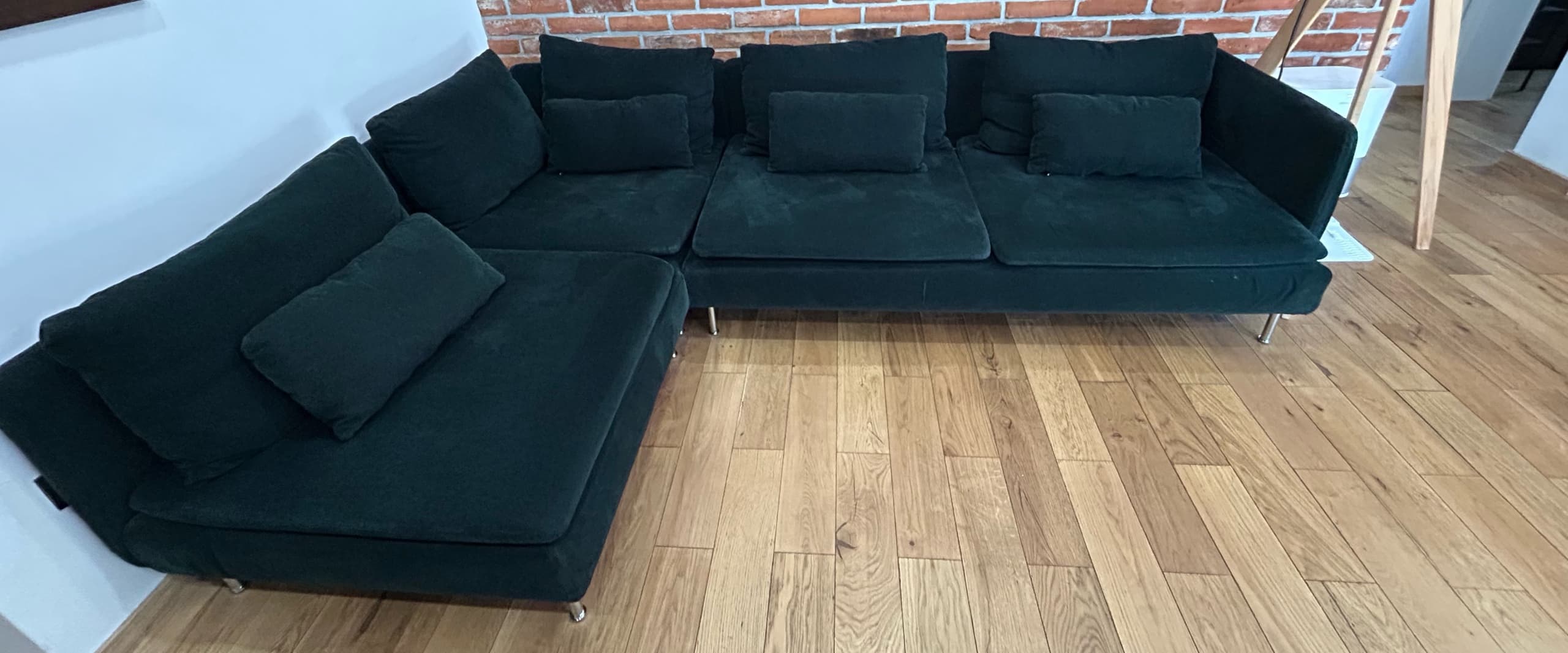 SÖDERHAMN sofa narożna 4-osobowa, z otwartym końcem/Tallmyra ciemnozielony