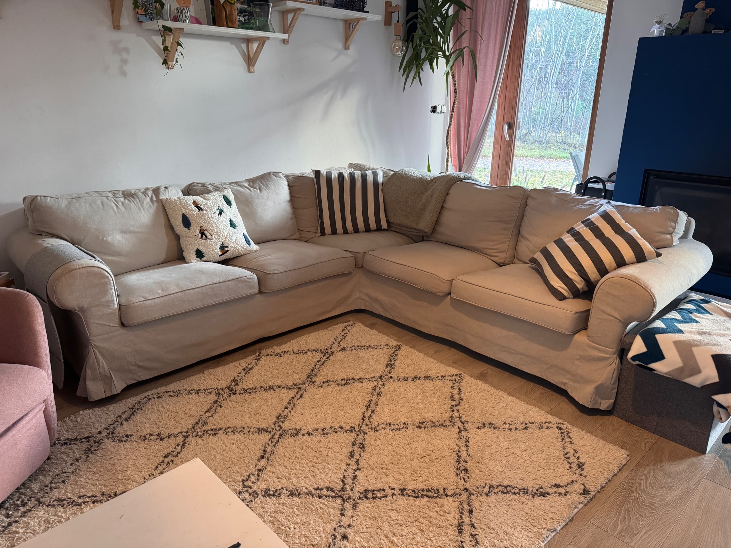 EKTORP sofa narożna 4-osobowa, Hillared beżowy