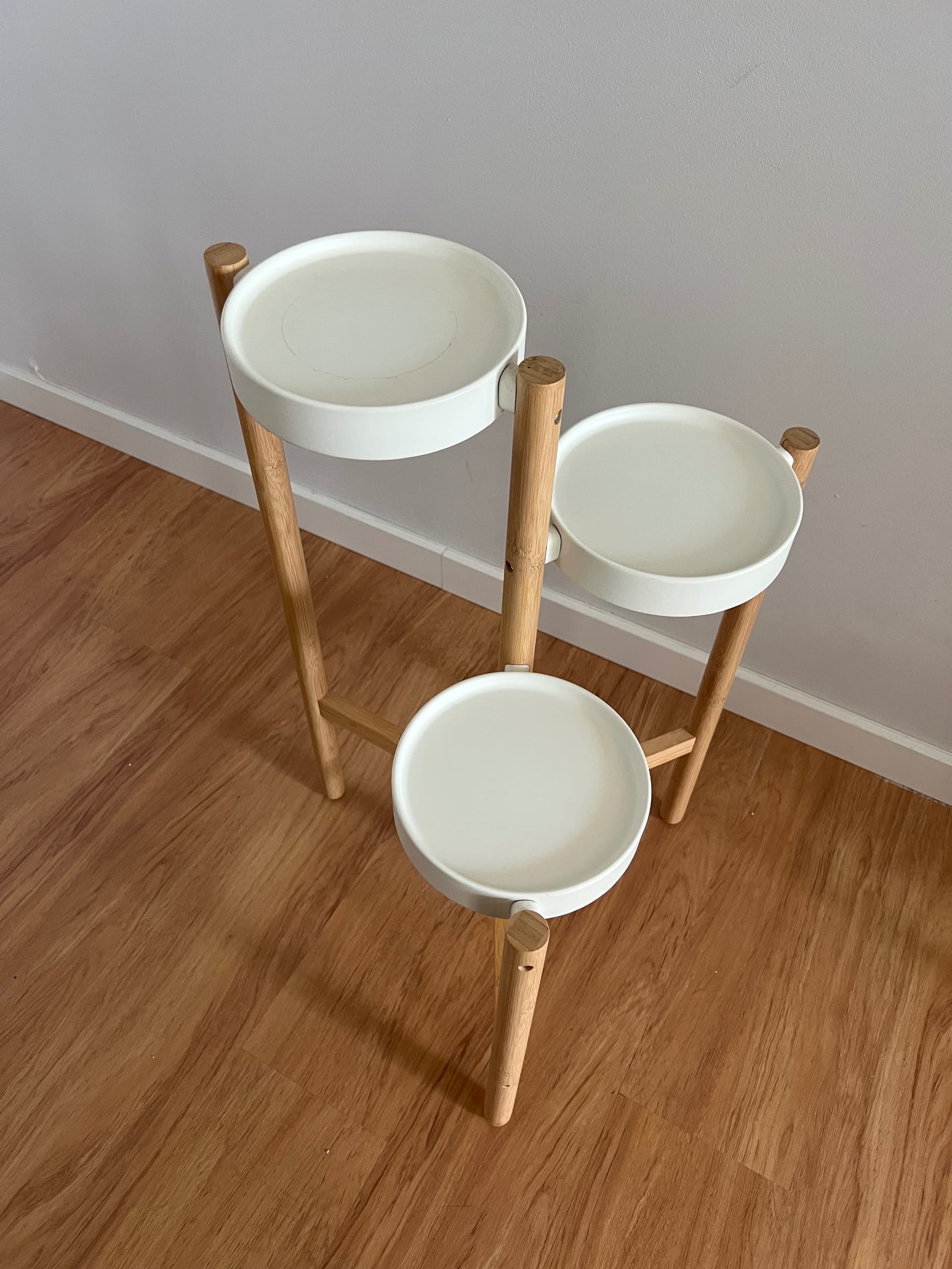 SATSUMAS stojak na doniczkę, bambus/biały, 78 cm