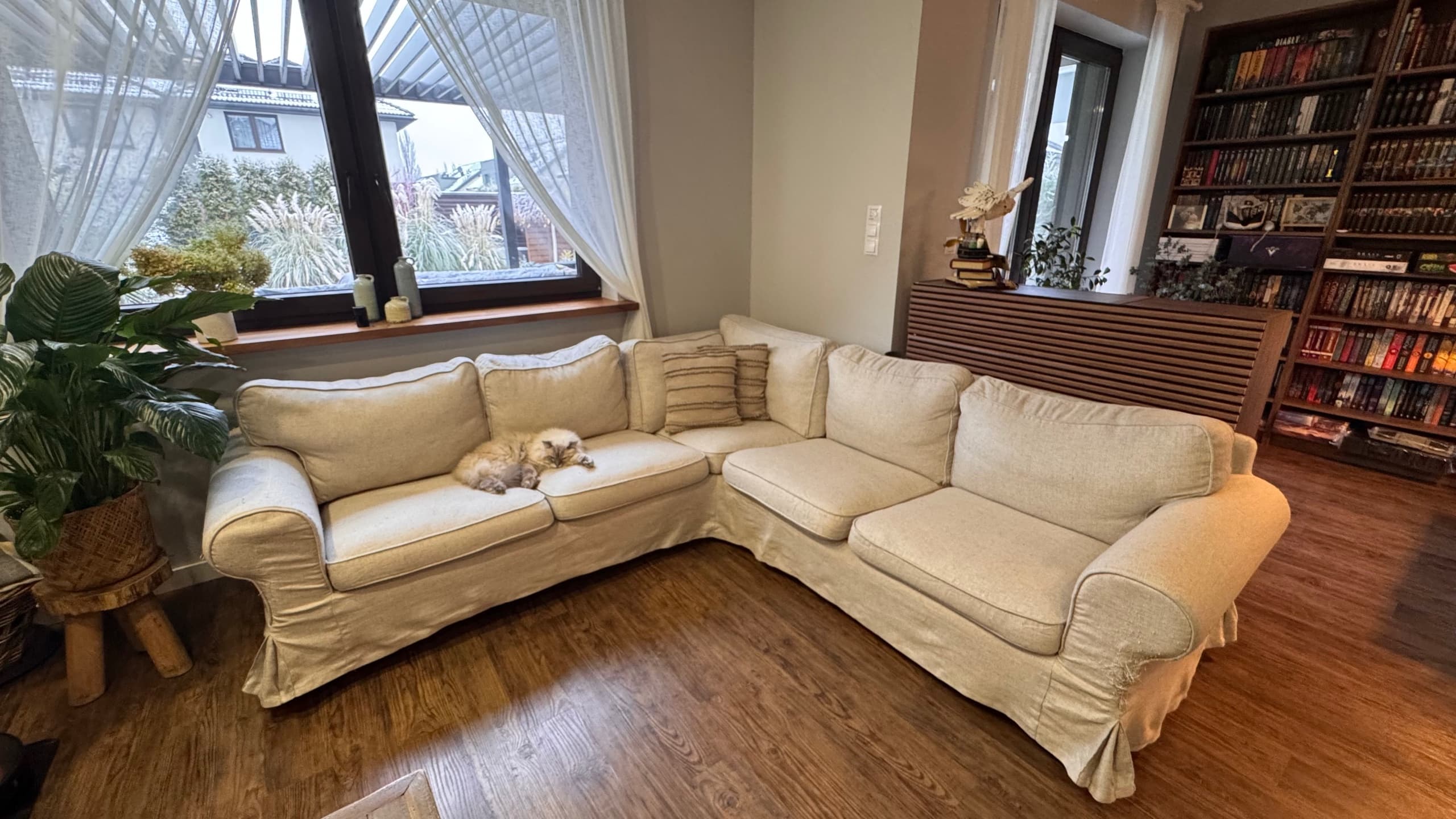 EKTORP sofa narożna 4-osobowa, Kilanda jasnobeżowy