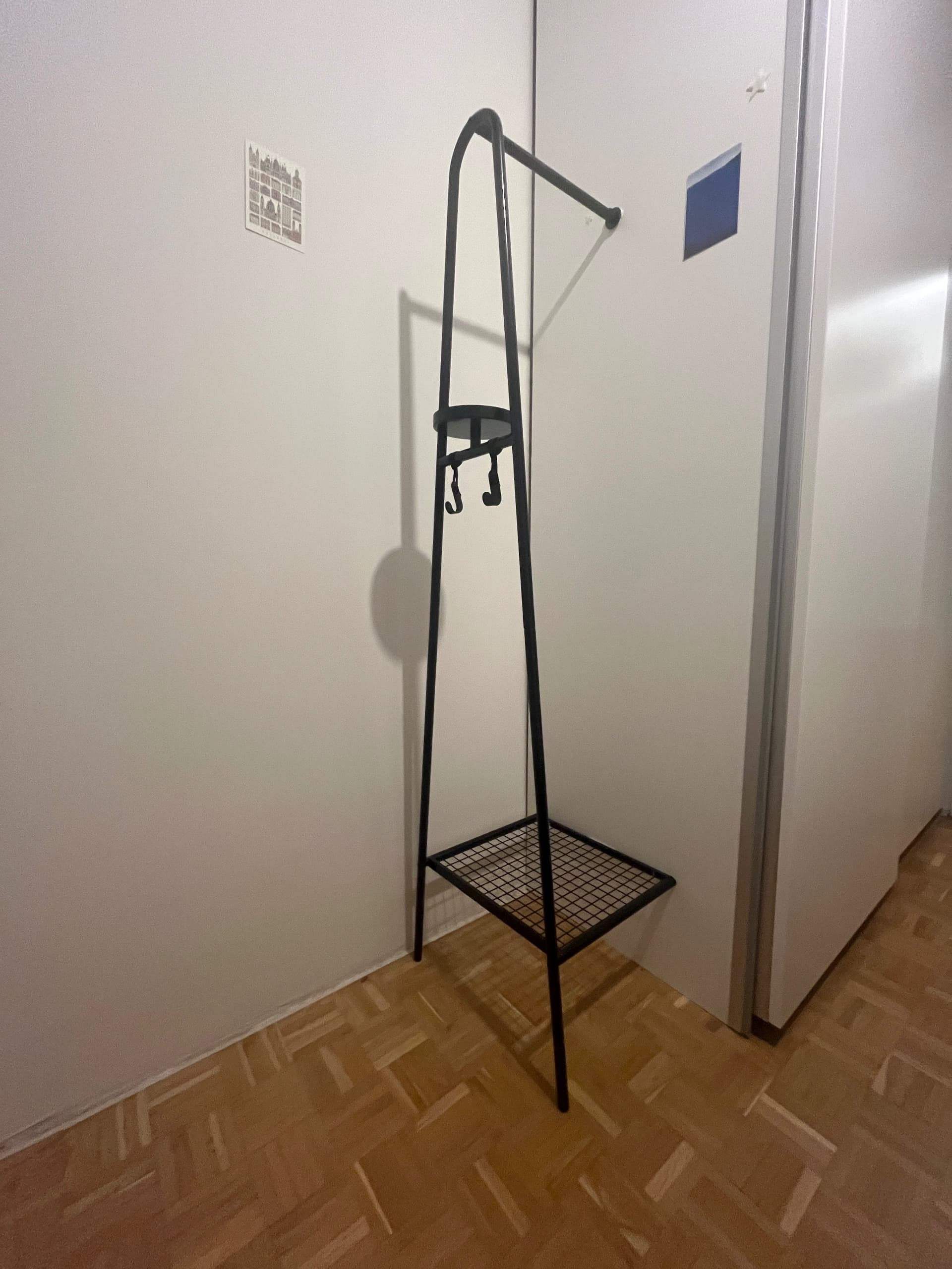 ÄLGANÄS wieszak na ubrania z półk na buty, czarny, 46x39x166 cm