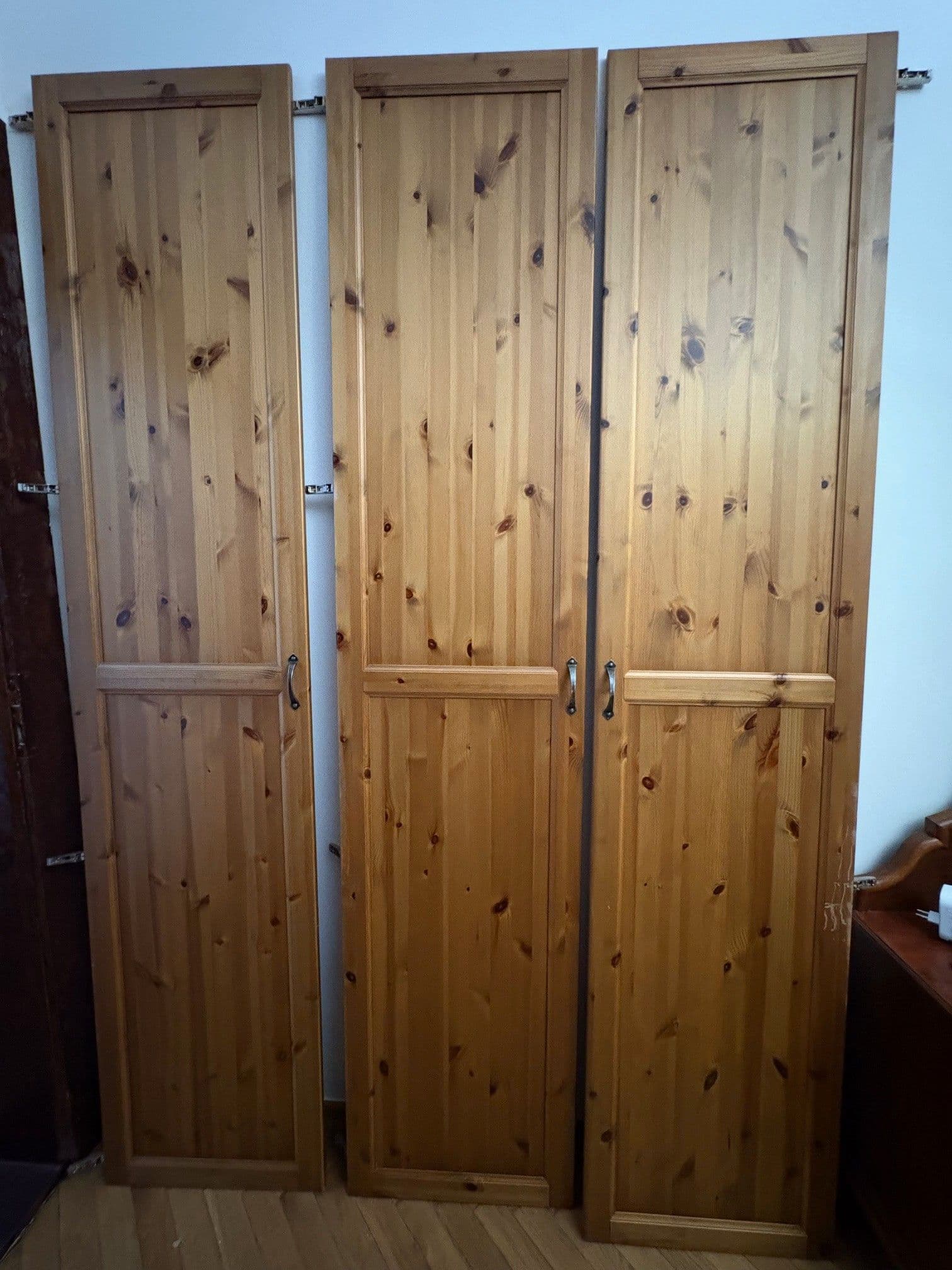 Drzwi do szafy PAX - drewniane - bejcowana sosna - 3 szt 50cm x 237cm