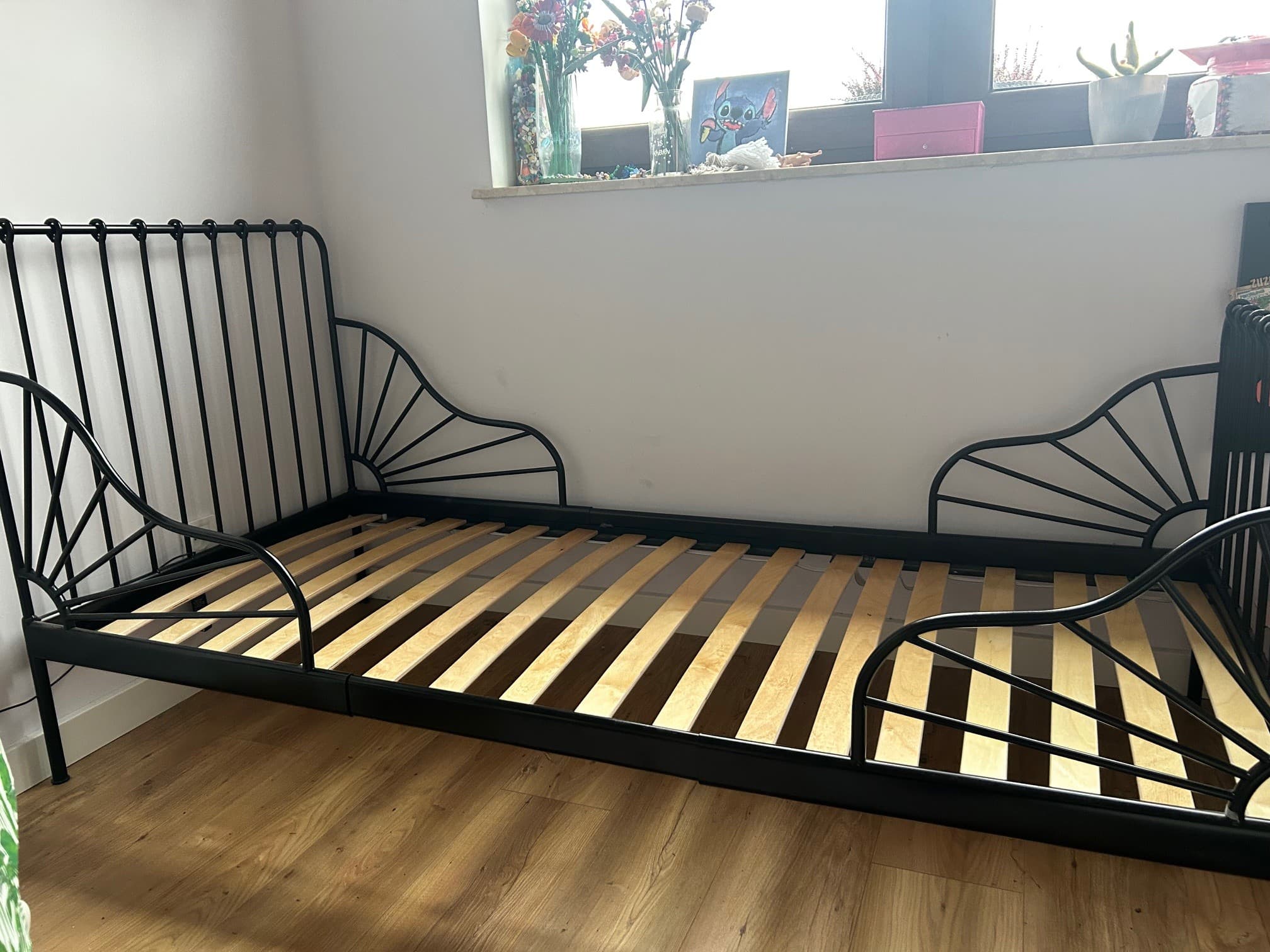 MINNEN rozsuwana rama łóżka i dno łóżka, biały, 80x200 cm