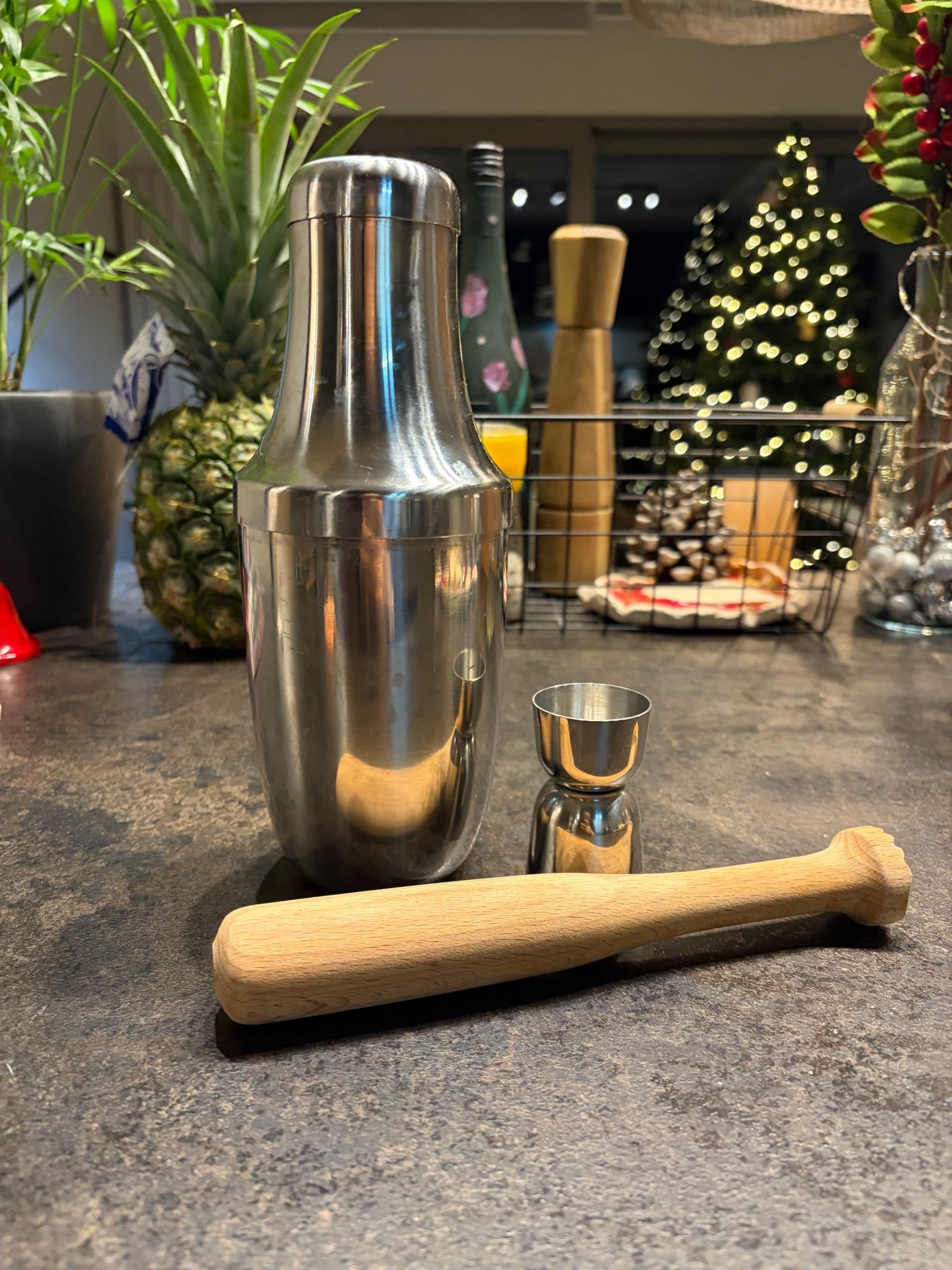 LUFTTÄT komplet barowy, 3 części, stal nierdz/drewno