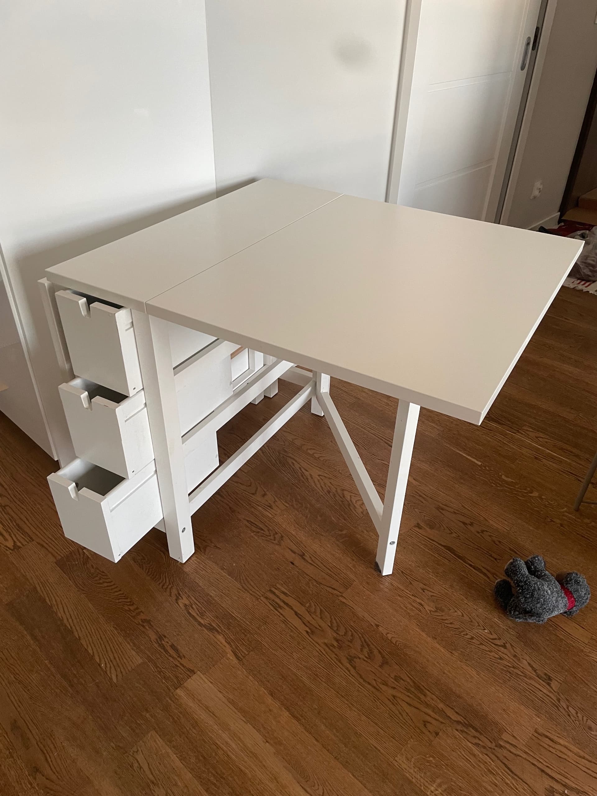 NORDEN Stół z opuszczanym blatem, biały, 26/89/152x80 cm