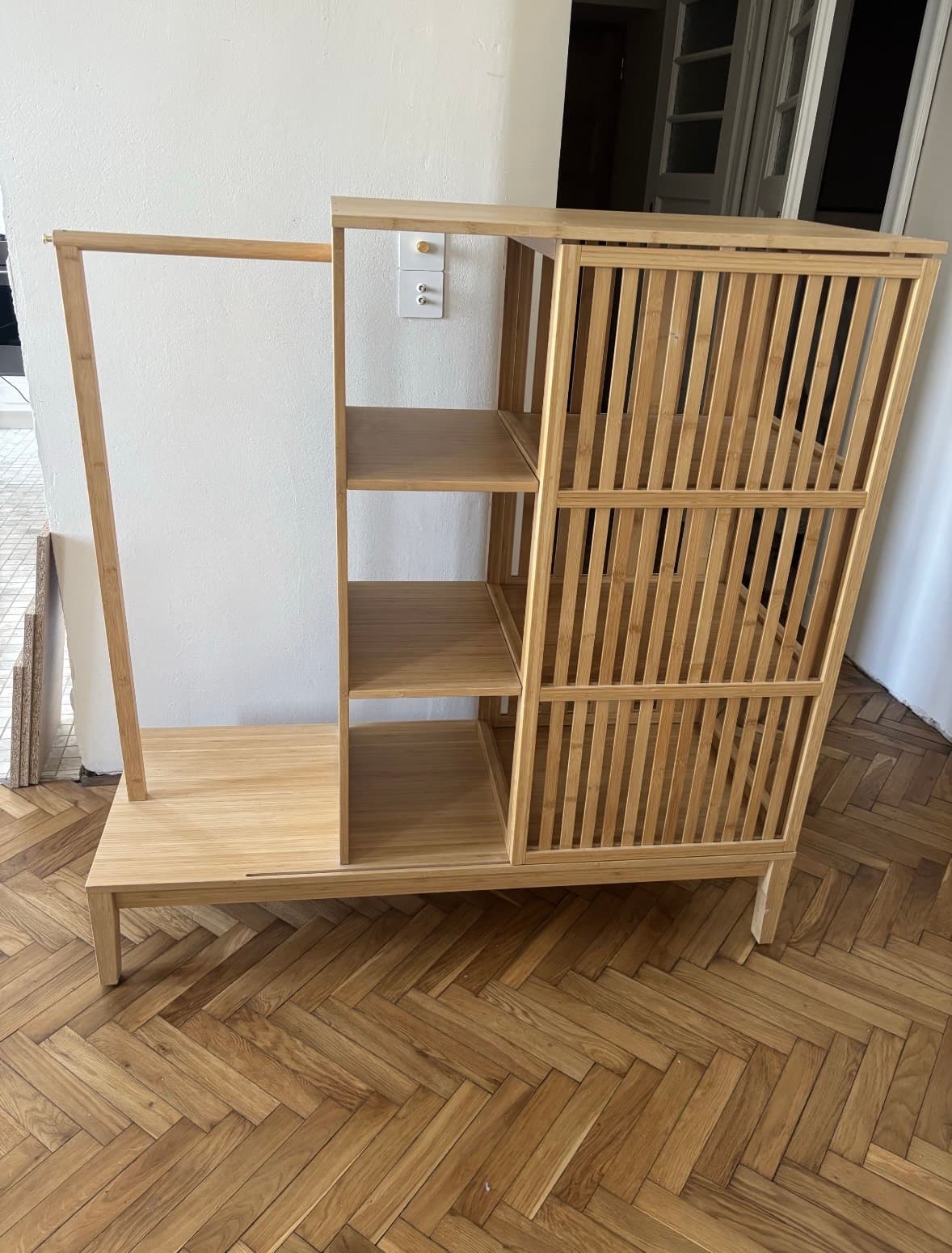 NORDKISA SZAFA szafa otwarta z przesuw drzwiami, bambus, 120x123 cm