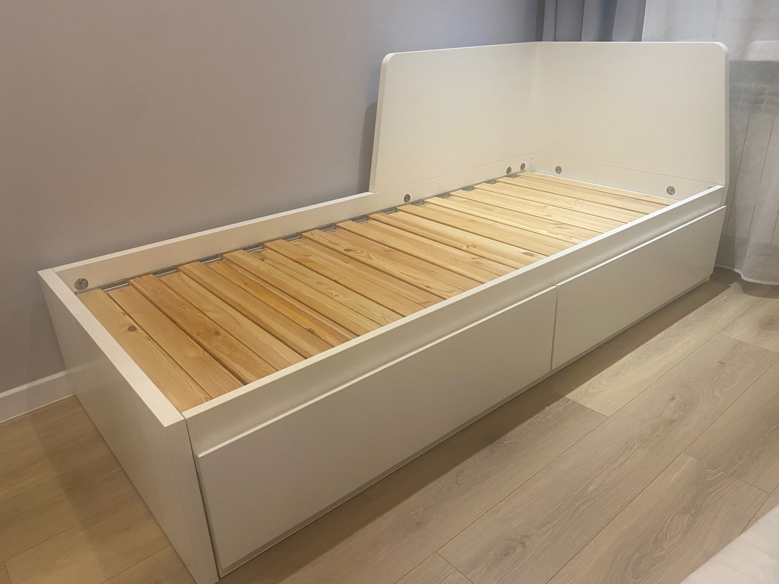 FLEKKE rama leżanki z 2 szufladami, biały, 80x200 cm