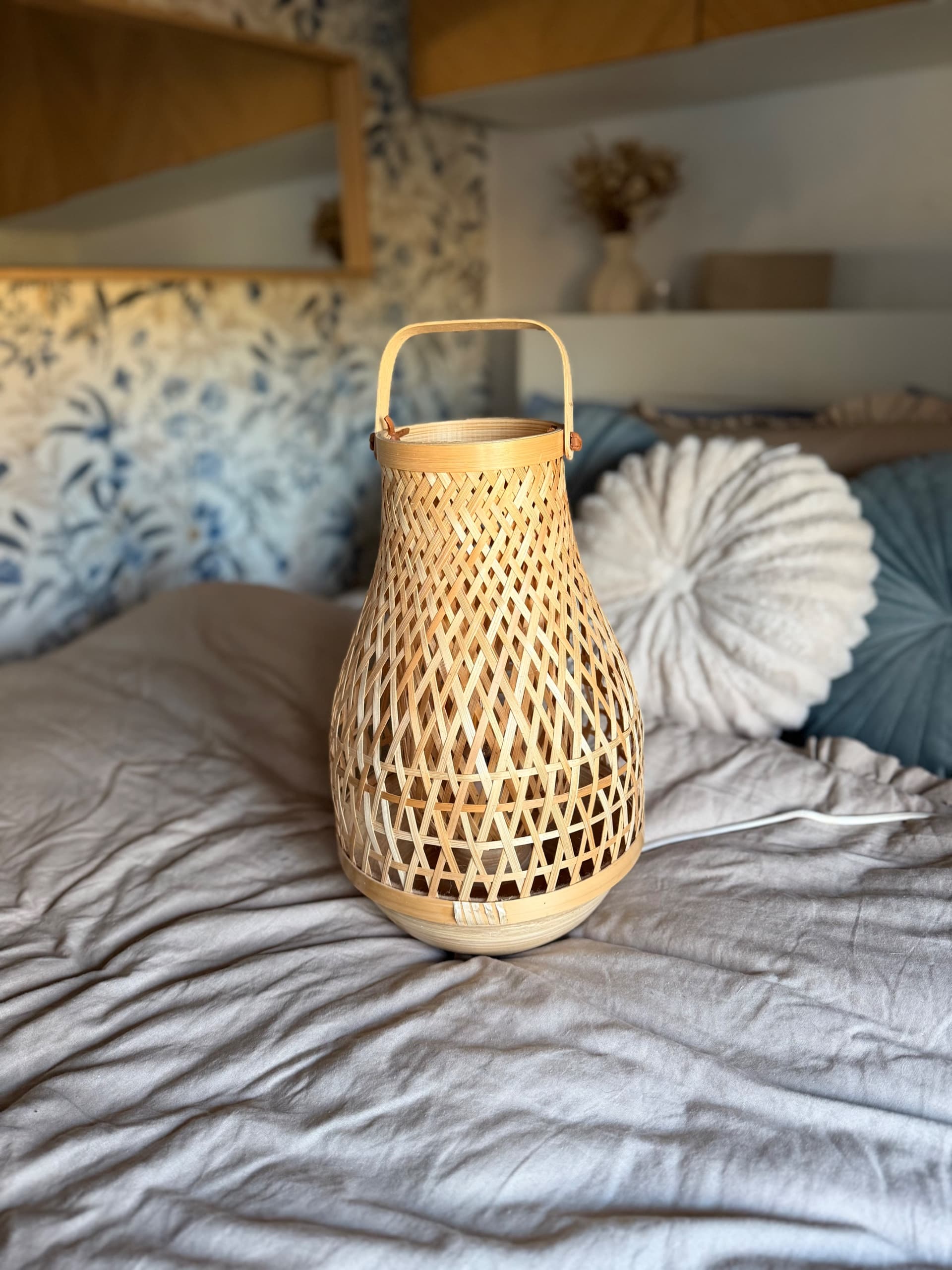 MISTERHULT lampa stołowa, bambus/wykonano ręcznie, 36 cm