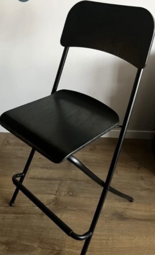 FRANKLIN taboret składany z oparciem, wysokość blatu czarny/czarny, 63 cm