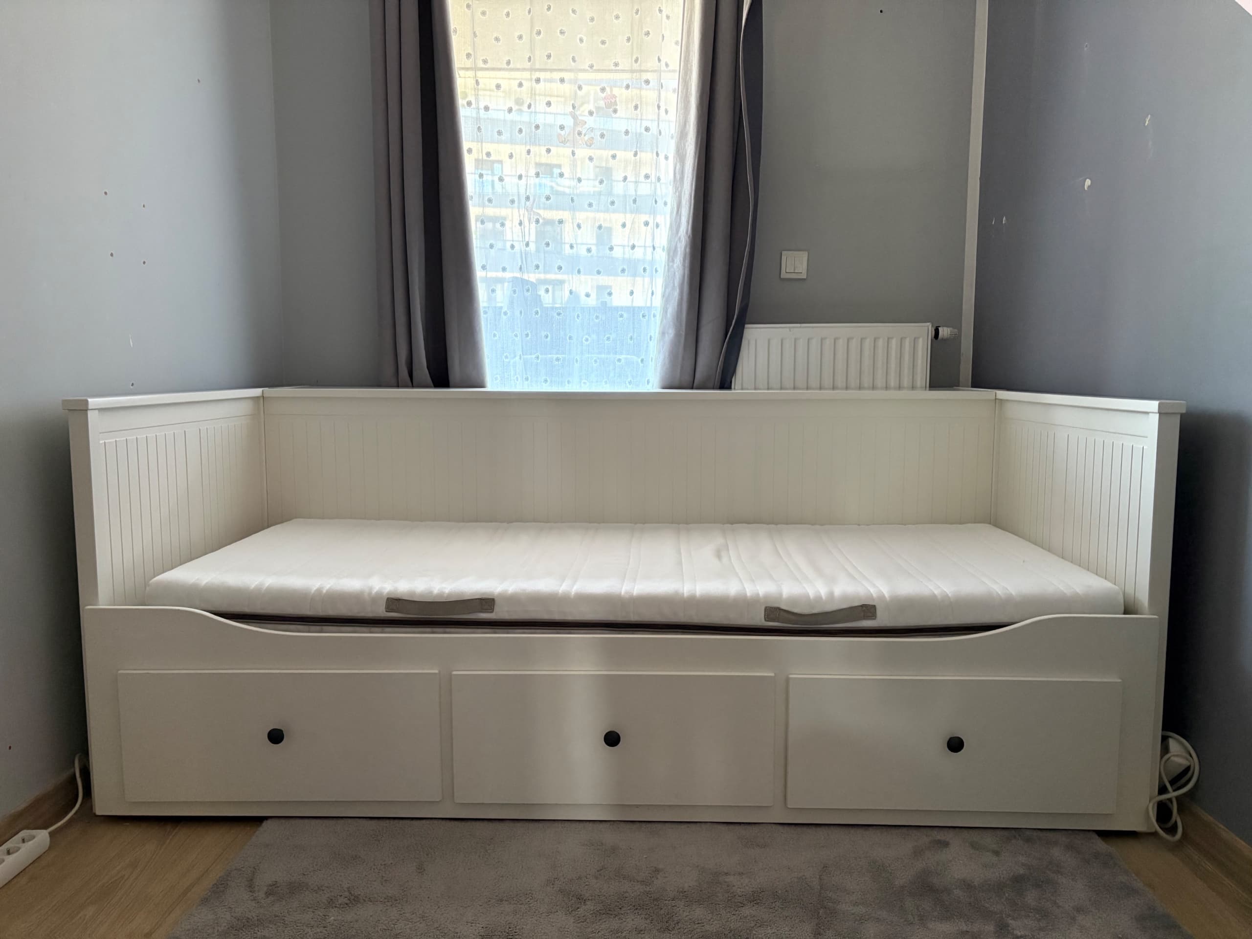 HEMNES rama leżanki z 3 szufladami, biały, 80x200 cm