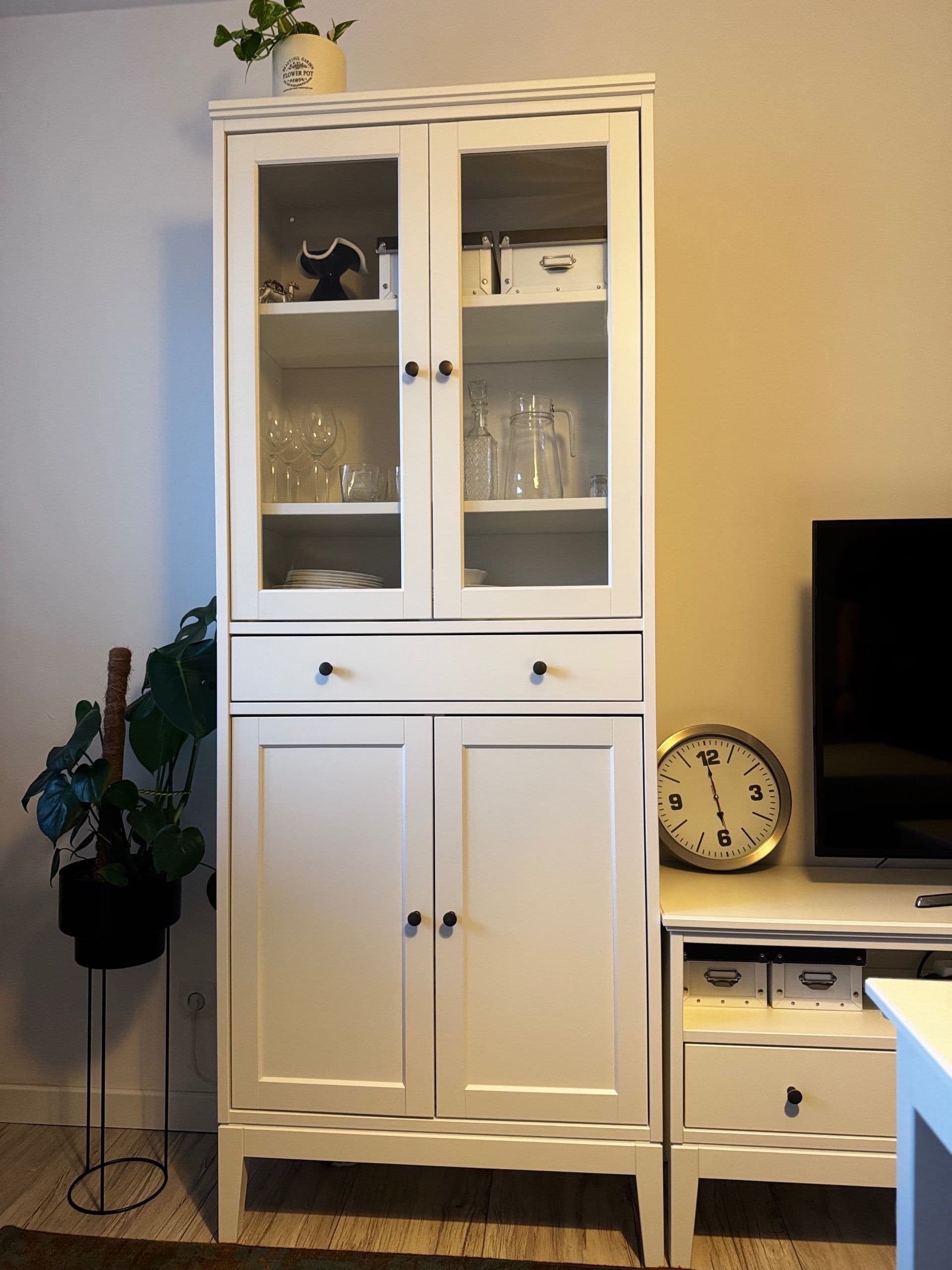 IDANÄS szafka wysoka drzw szkl/1 szuflada, biały, 81x39x211 cm