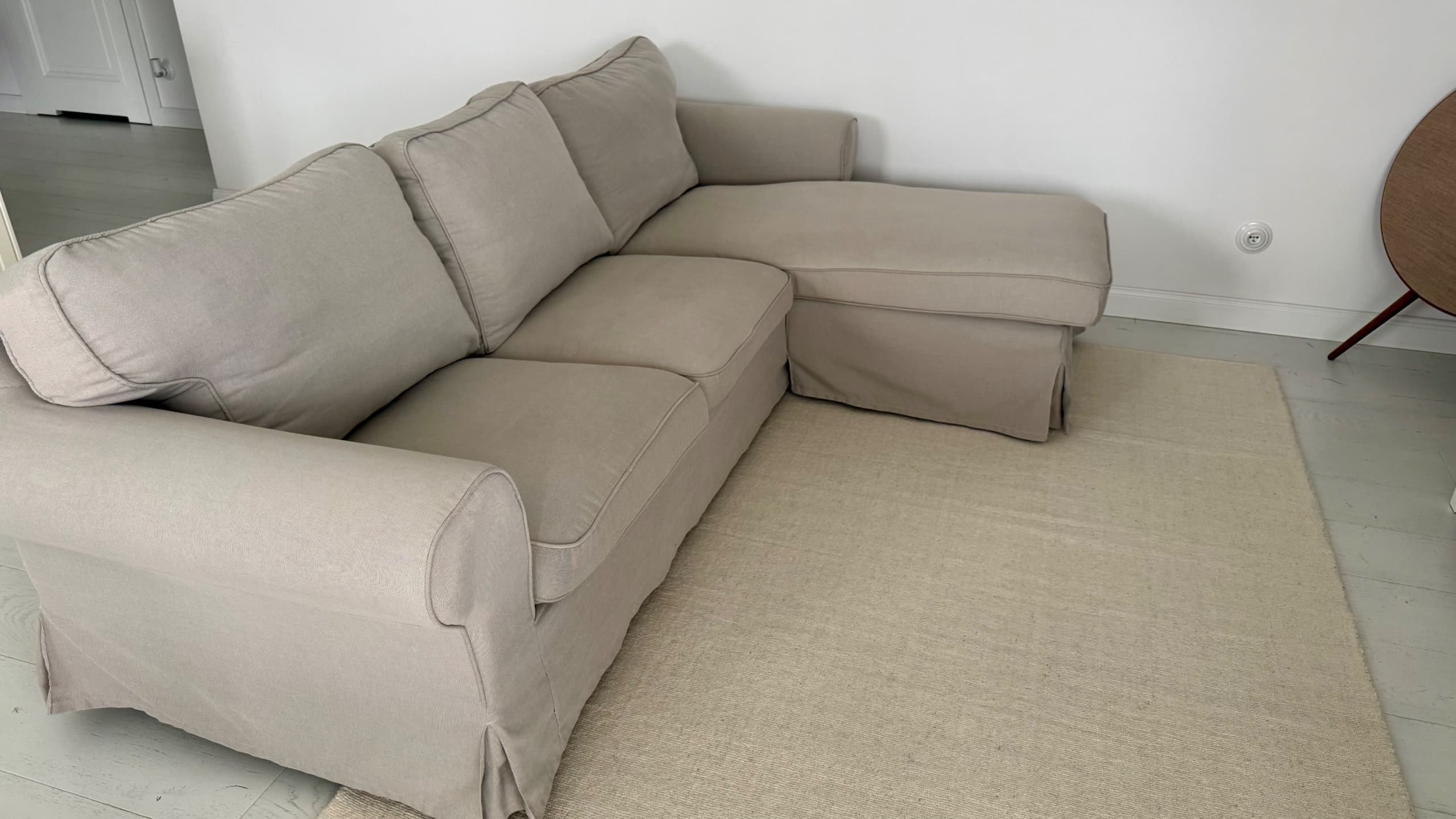 EKTORP sofa 3-osobowa, z szezlongiem/Tallmyra beżowy
