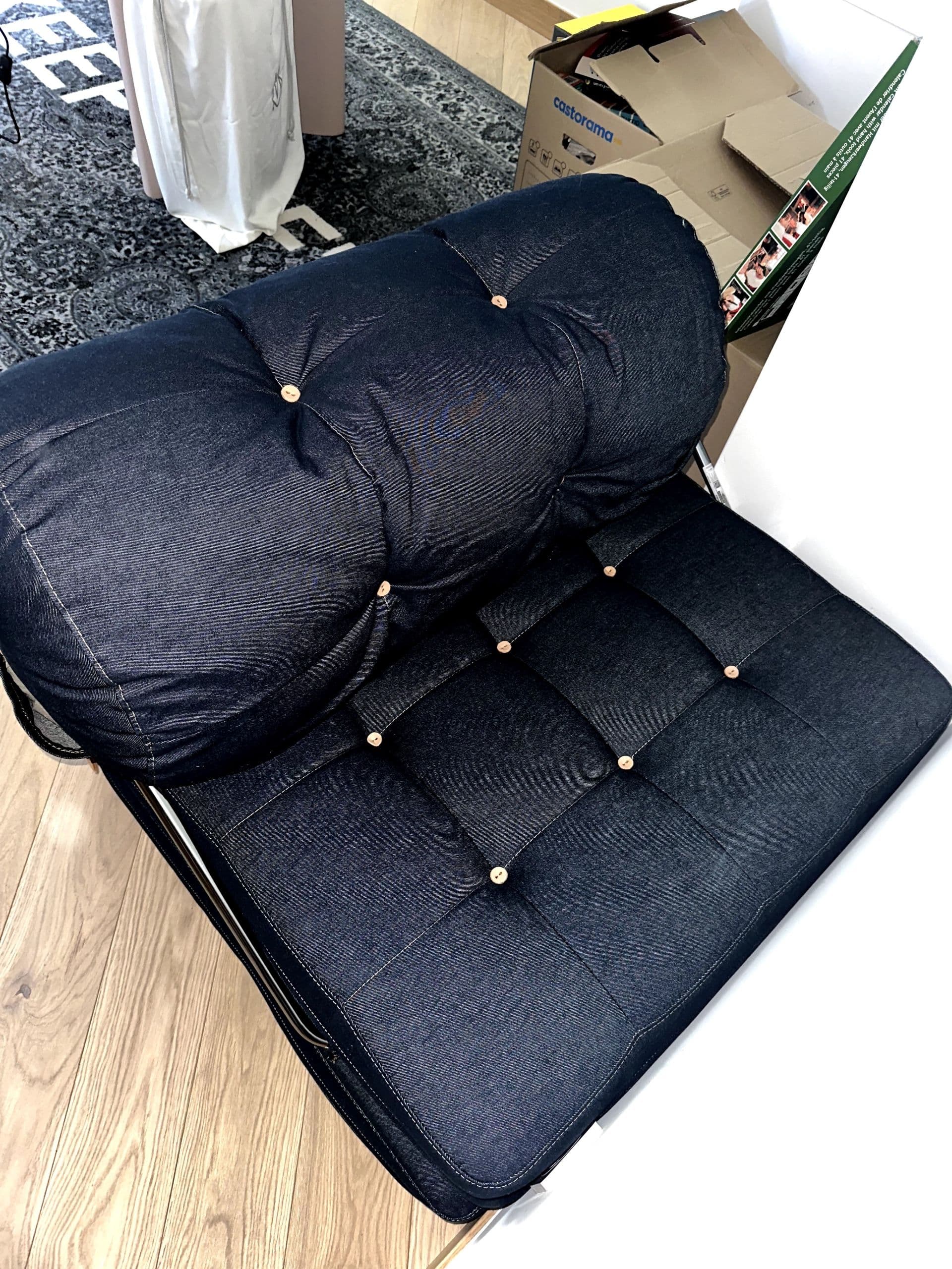 VÅRKUMLA fotel rozkładany, Vansta niebieski