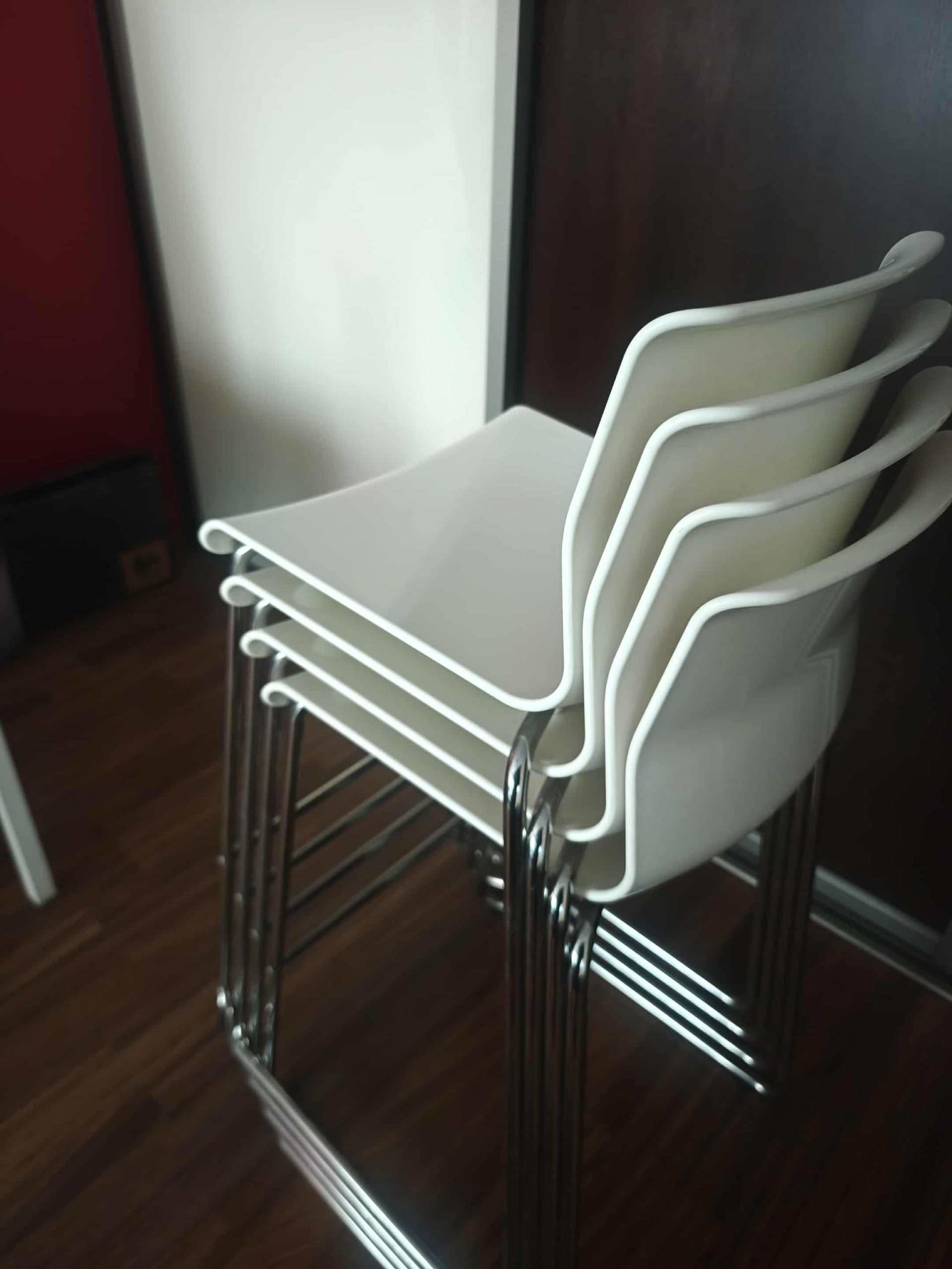 GLENN stołek barowy, wysokość blatu biały/chrom, 66 cm