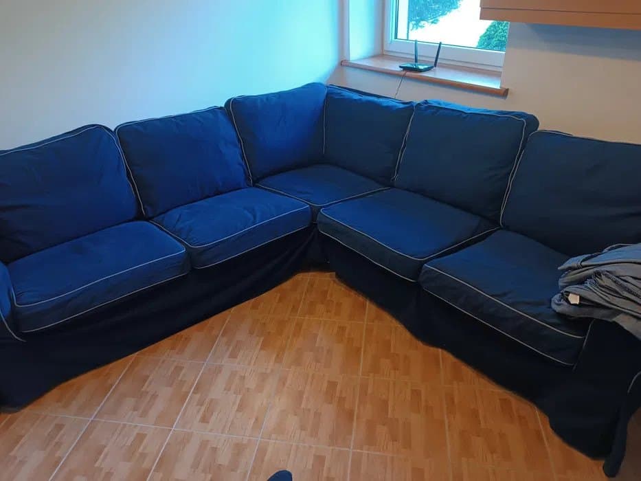 EKTORP sofa narożna 4-osobowa, Kilanda granatowy