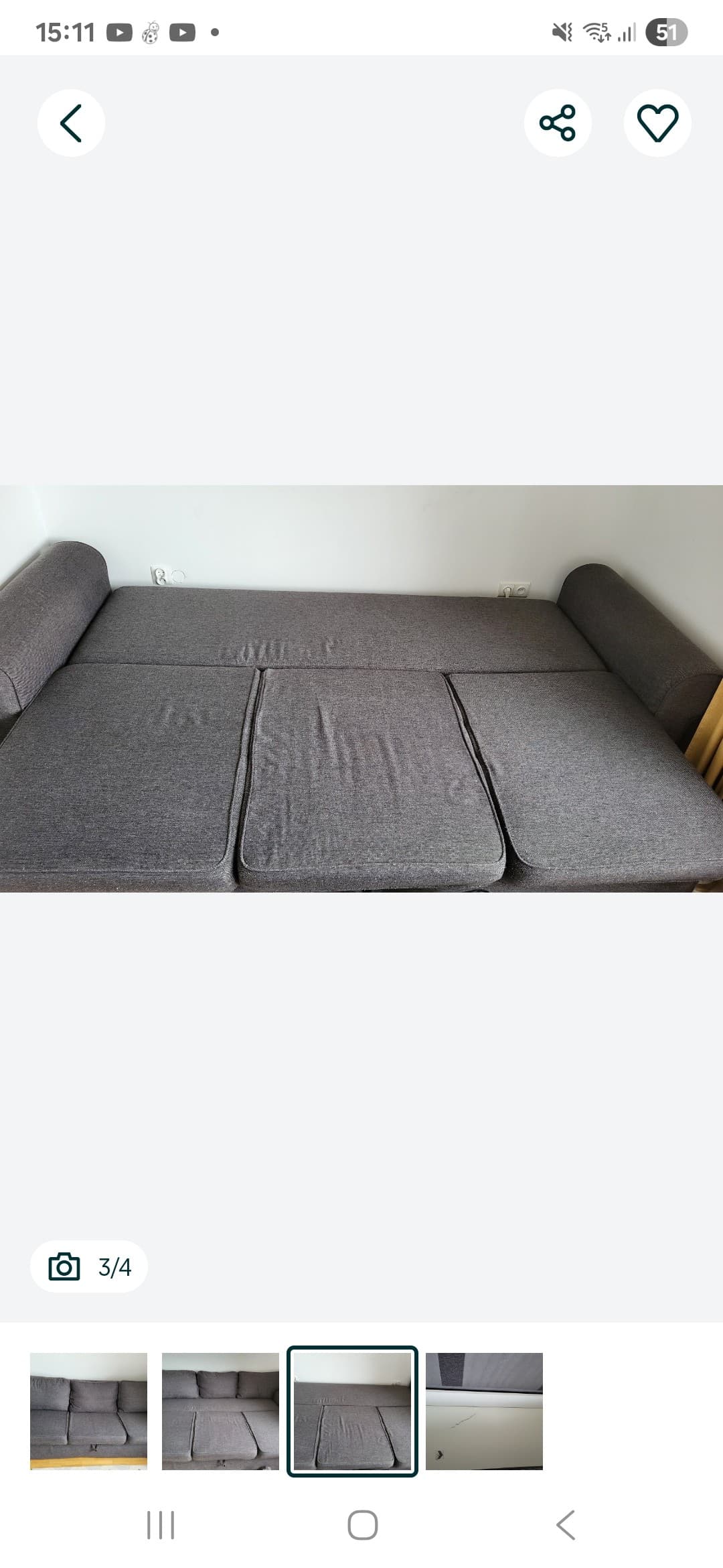 VRETSTORP sofa 3-osobowa, rozkładana, Hakebo ciemnoszary