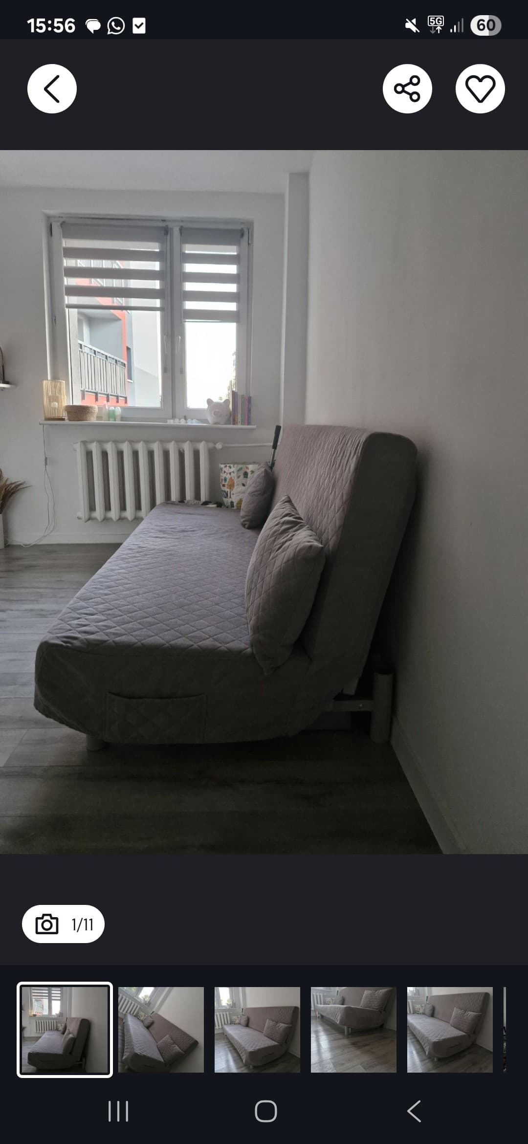 NYHAMN sofa 3-osobowa, rozkładana, z materacem piankowym/Knisa szary/beż