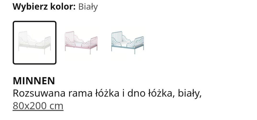 MINNEN rozsuwana rama łóżka i dno łóżka, biały, 80x200 cm
