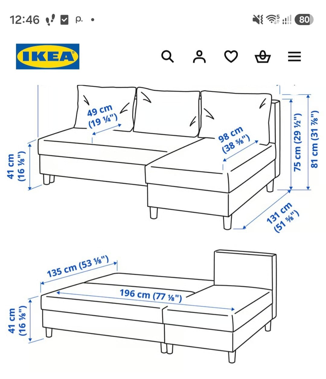 ÄLVDALEN 3-os sofa rozkładana z szezlongiem, Knisa ciemnoszary