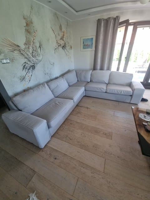 KIVIK NAROŻNY 3 + 2 sofa narożna 5-osobowa, Tibbleby beżowy/szary