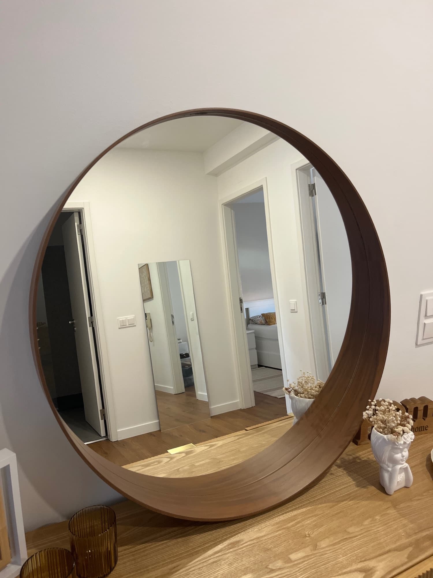 STOCKHOLM mirror, walnut veneer, 80 cm