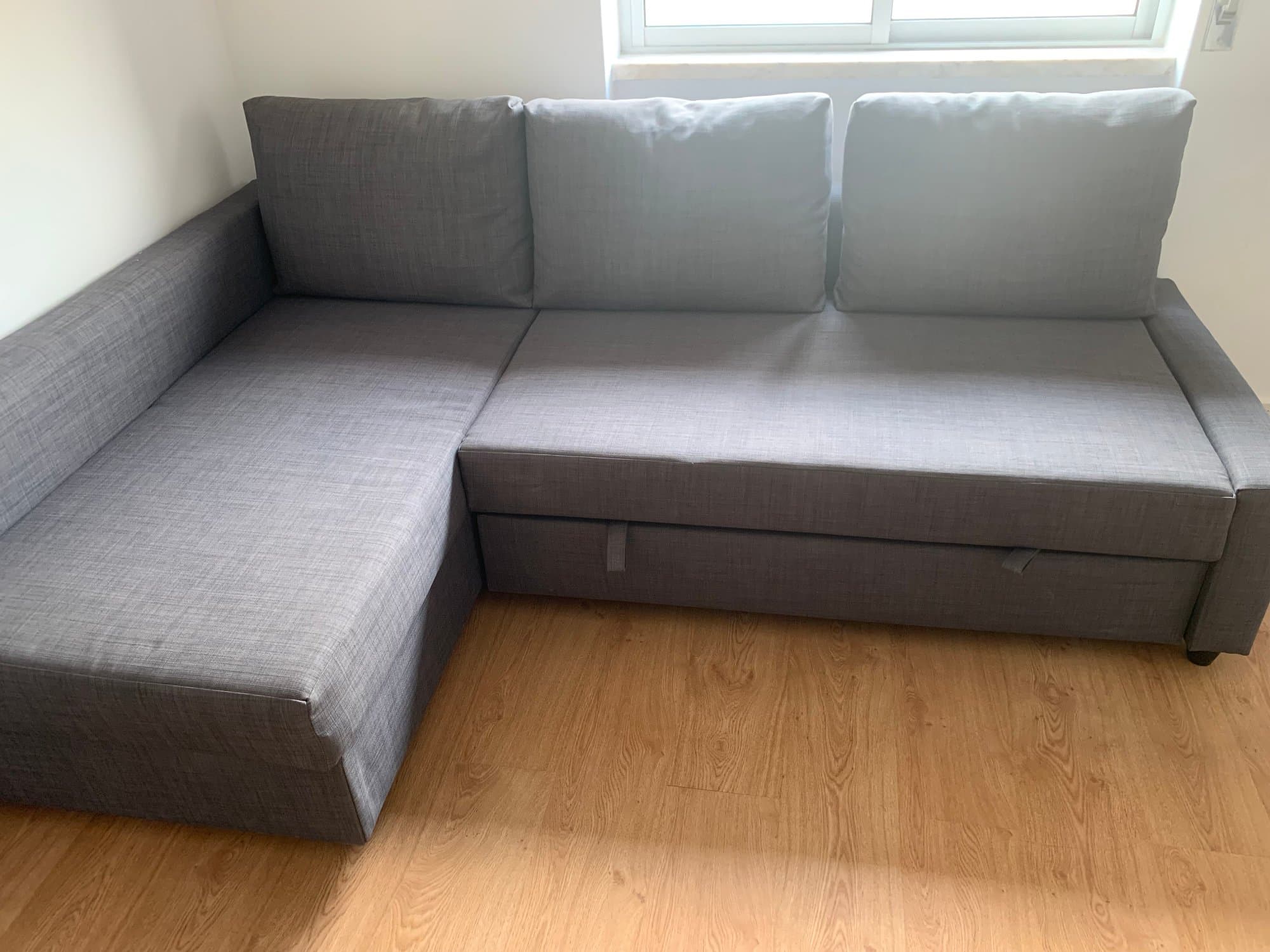 FRIHETEN corner sofa-bed with storage, Hyllie dark grey