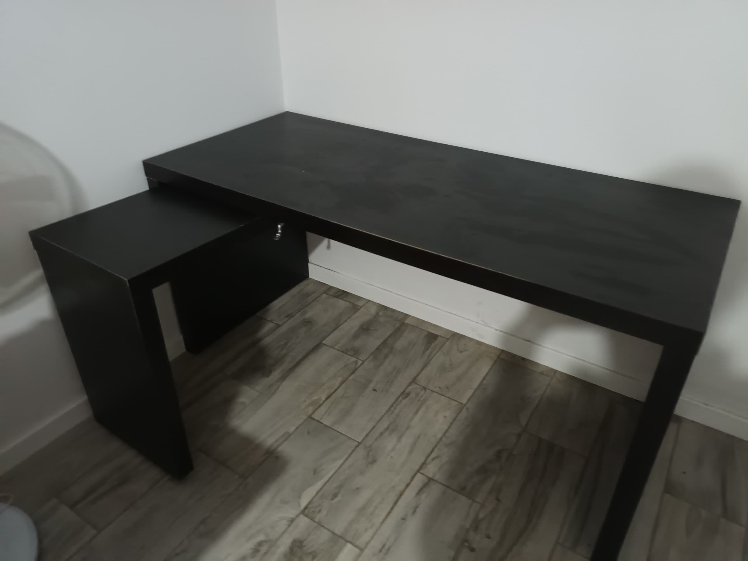 MALM Desk with pull-out panel, white, 151x65 cm