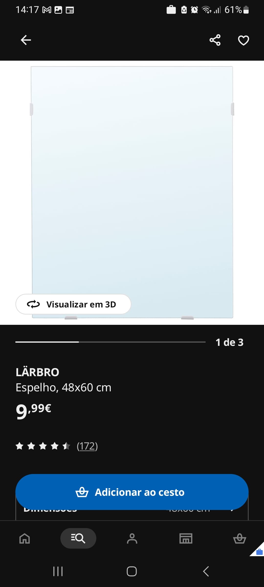 LÄRBRO espelho, 48x60 cm