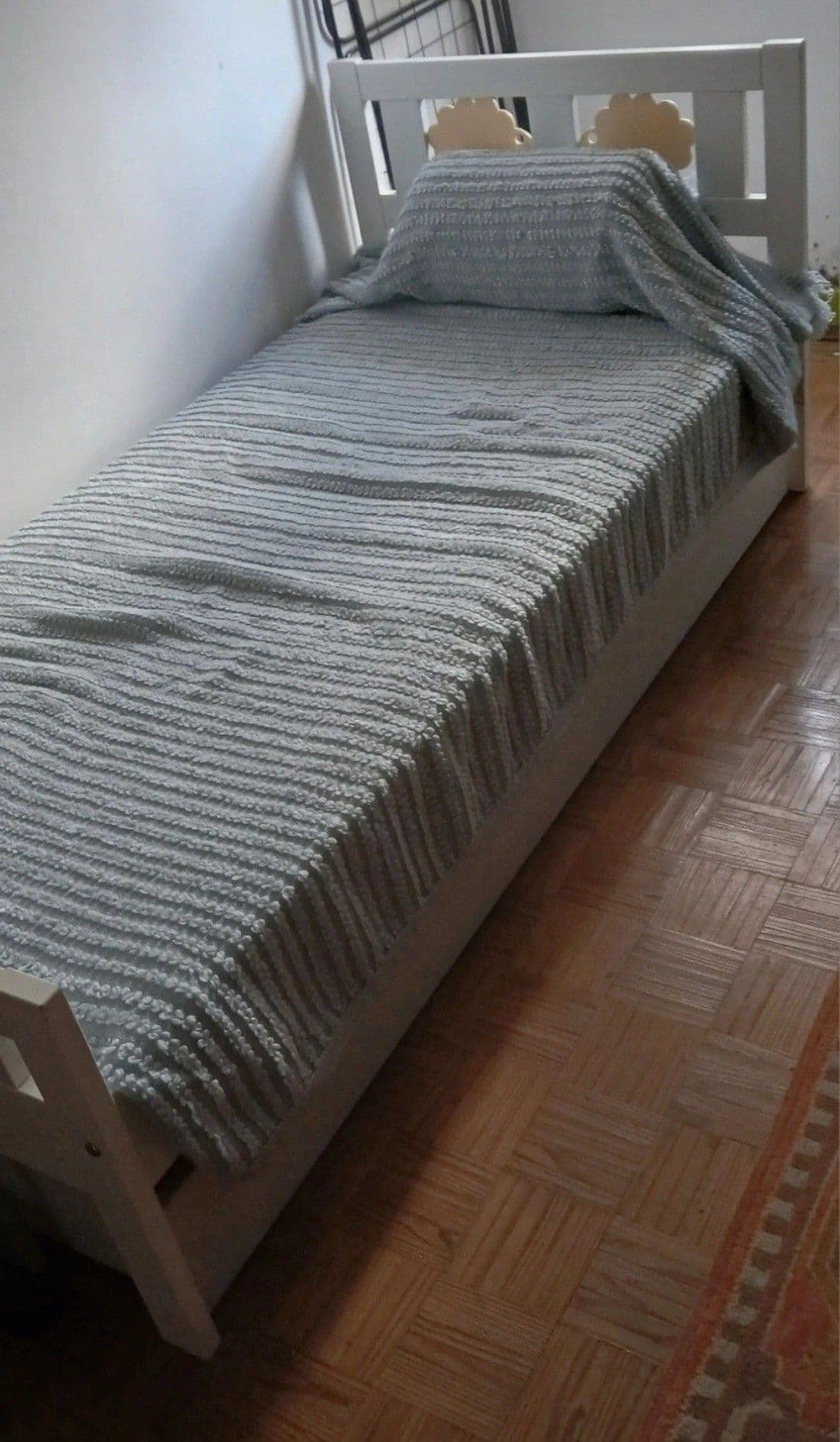 KRITTER bed frame with slatted bed base, white, 70x160 cm