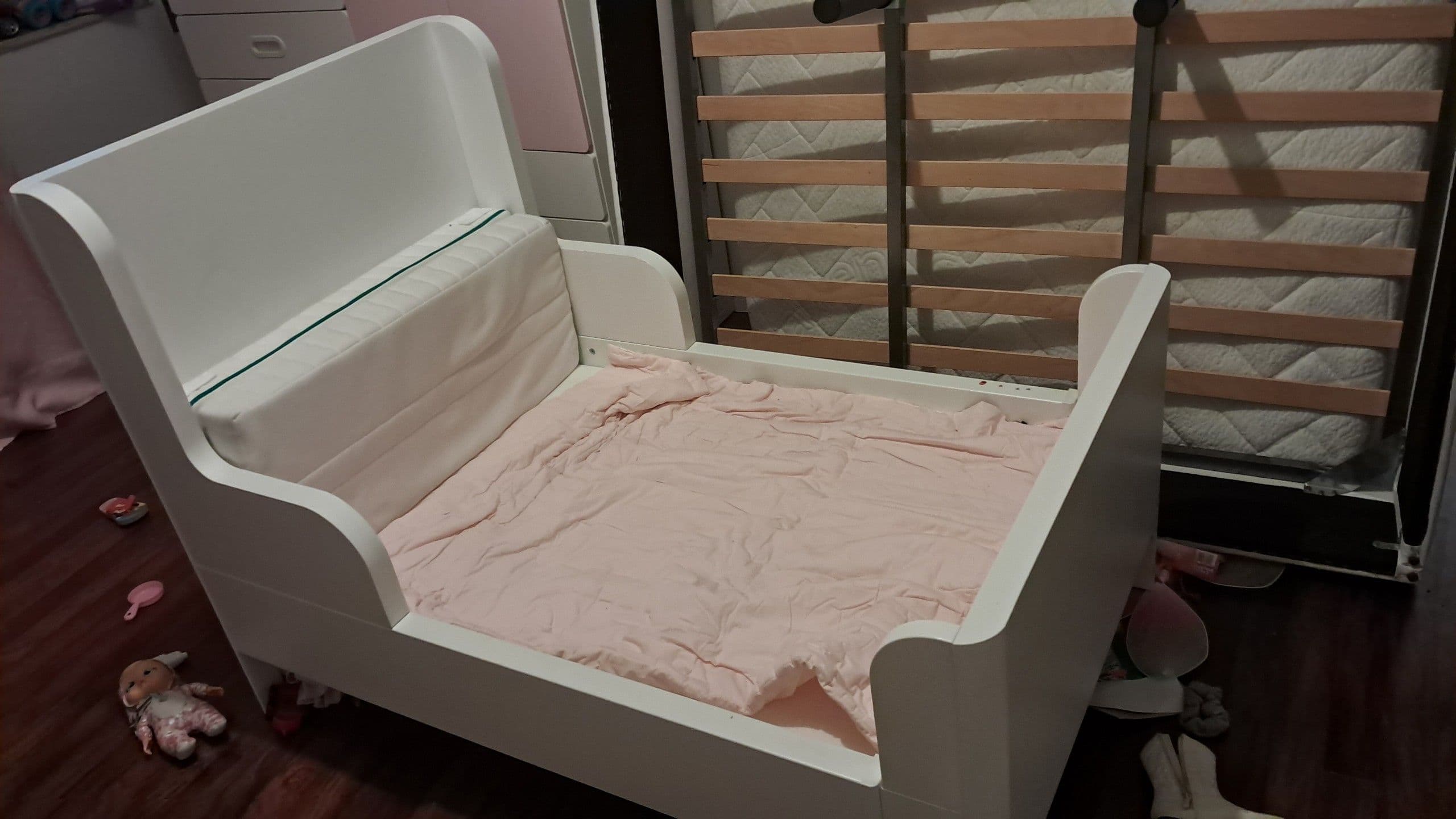 BUSUNGE Extendable bed, white, 80x200 cm