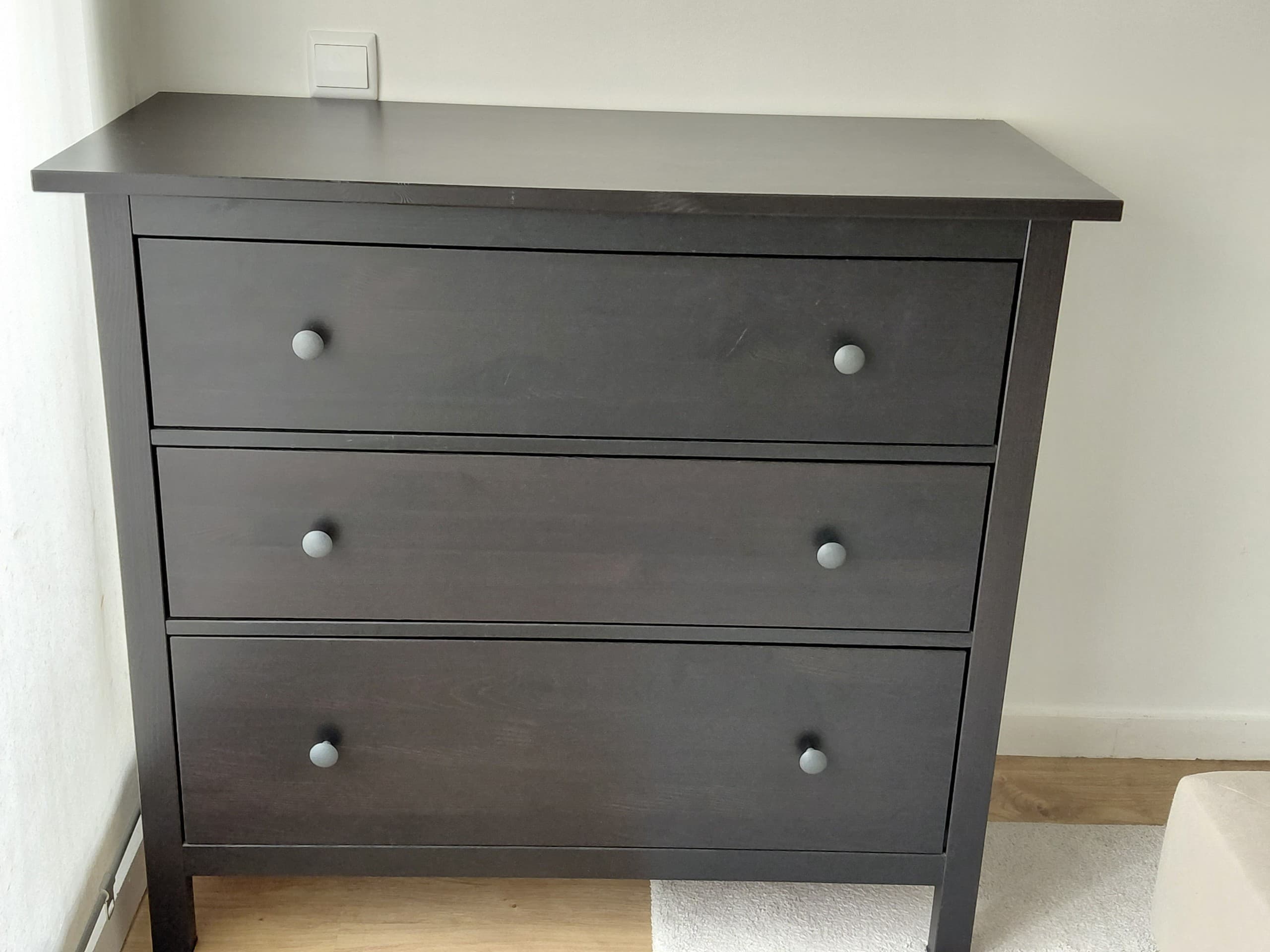 HEMNES Chest of 3 drawers, white stain, 108x96 cm