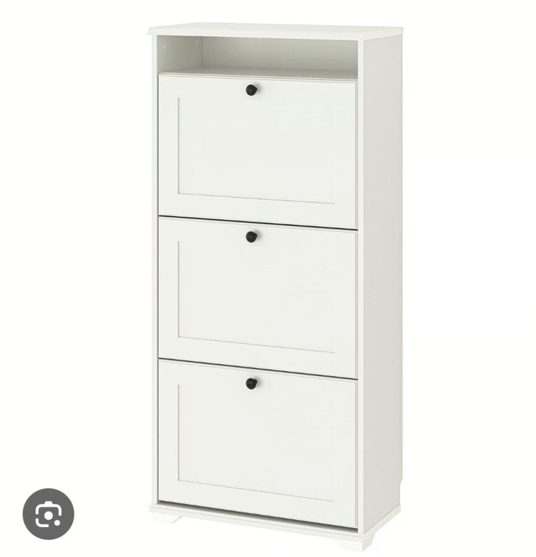 BRUSALI shoe cabinet with 3 compartments, white, 61x30x130 cm