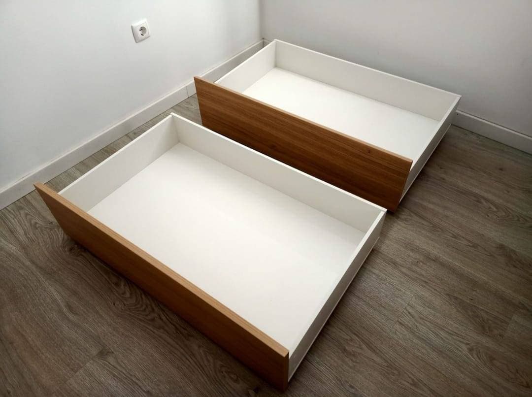 MALM Bed storage box for high bed frame, white stained oak veneer, 200 cm