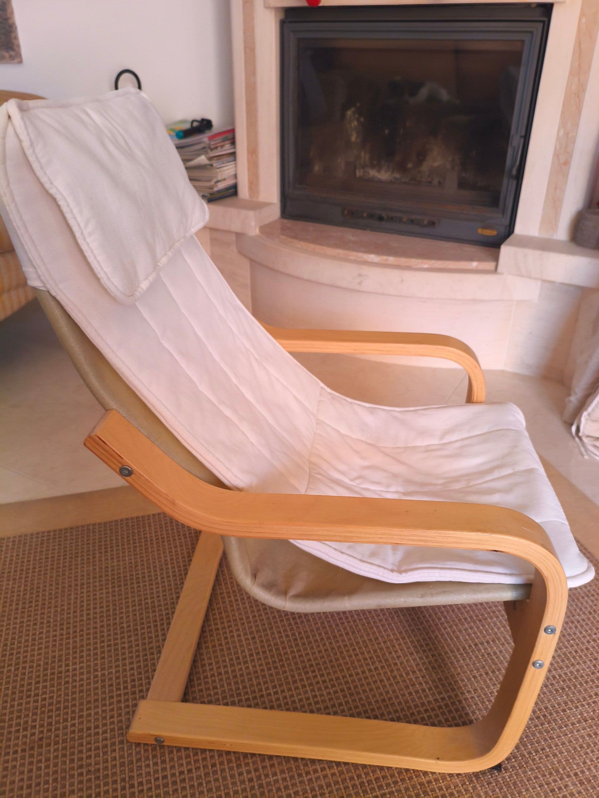 POÄNG children's armchair, birch veneer/Knisa light beige