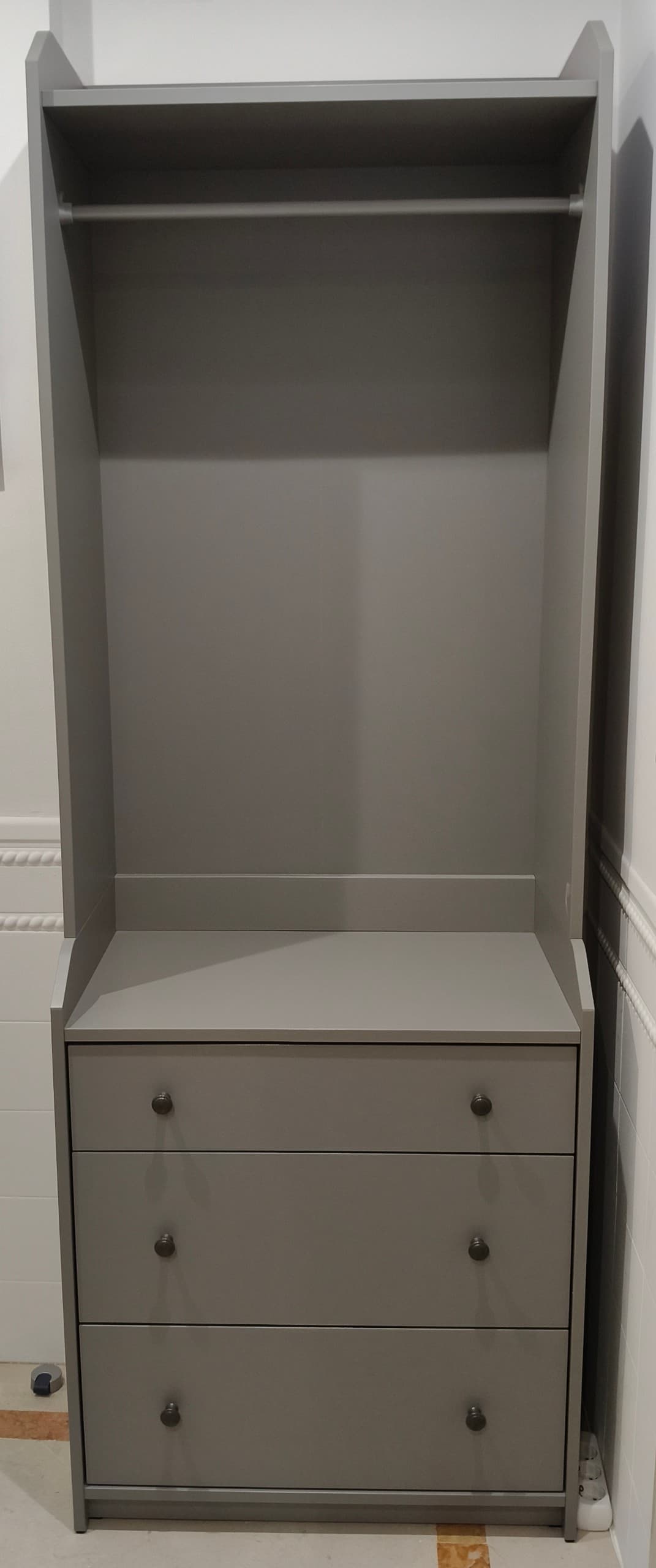 HAUGA open wardrobe with 3 drawers, grey, 70x199 cm