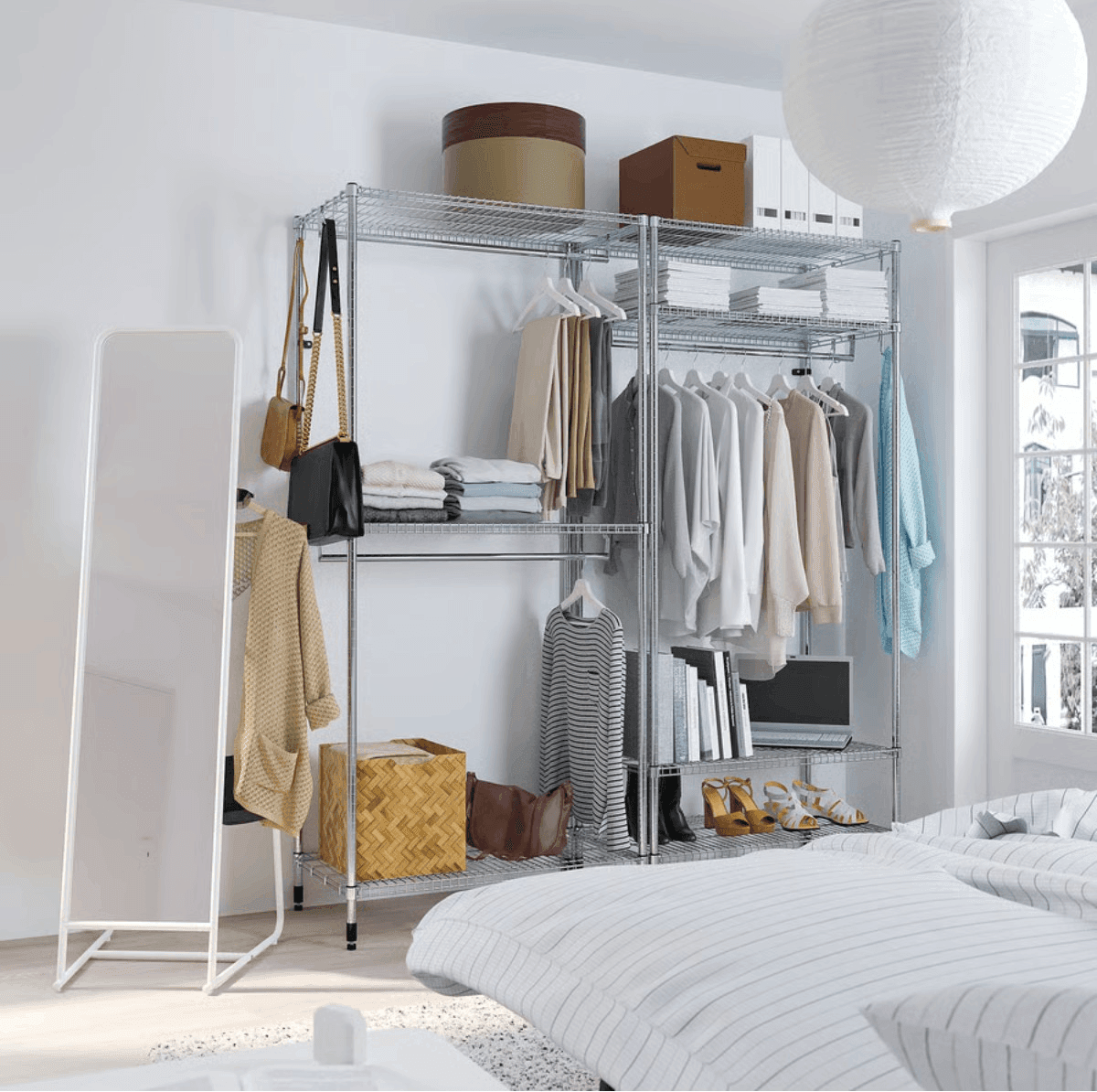OMAR shelving unit with clothes rail, galvanised, 186x50x201 cm