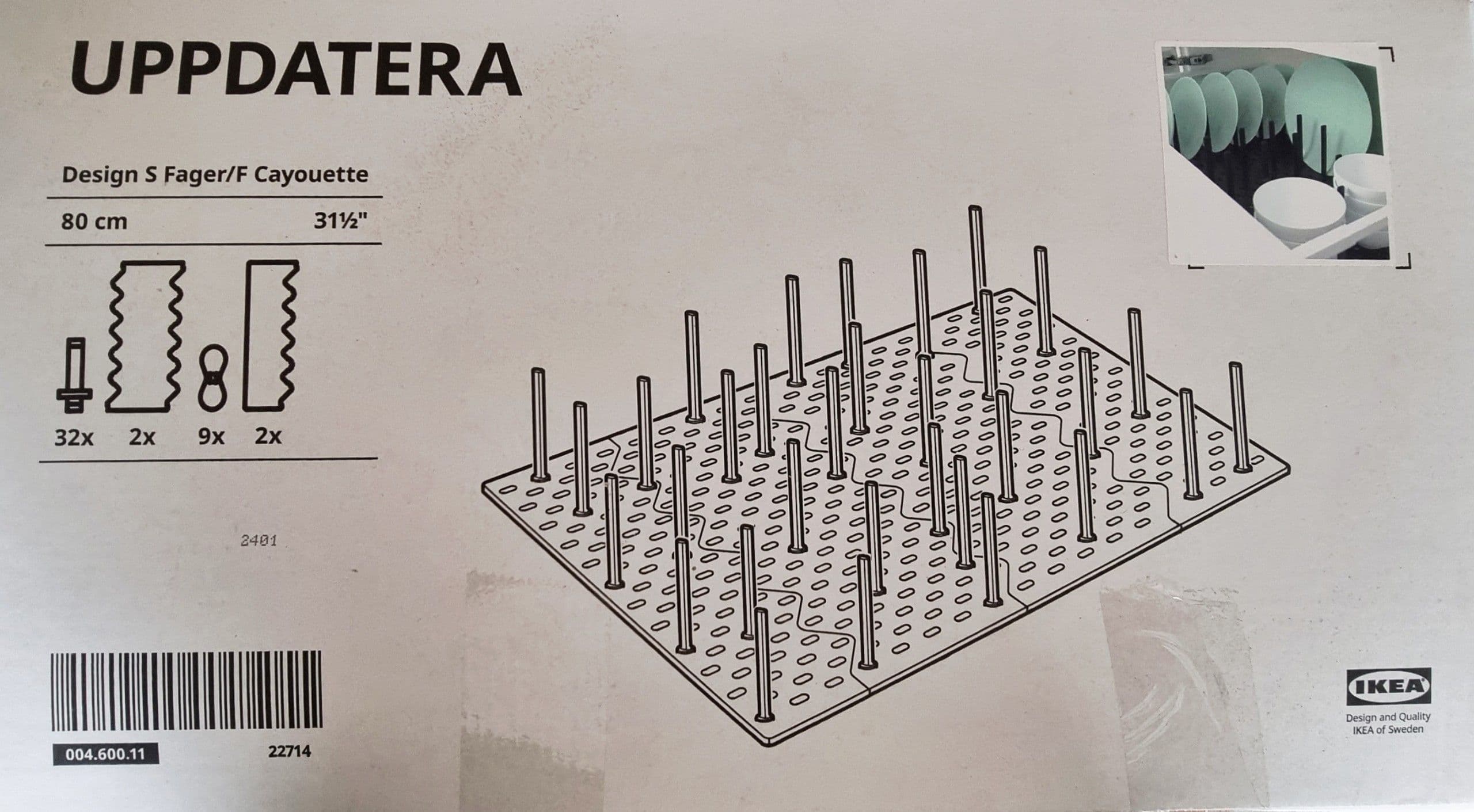 UPPDATERA pegboard drawer organiser, anthracite, 80 cm
