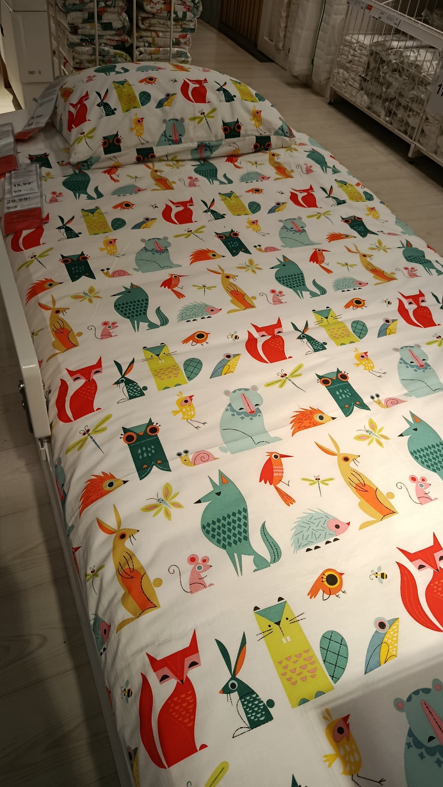 LATTJO duvet cover and pillowcase, animal/multicolour, 150x200/50x60 cm