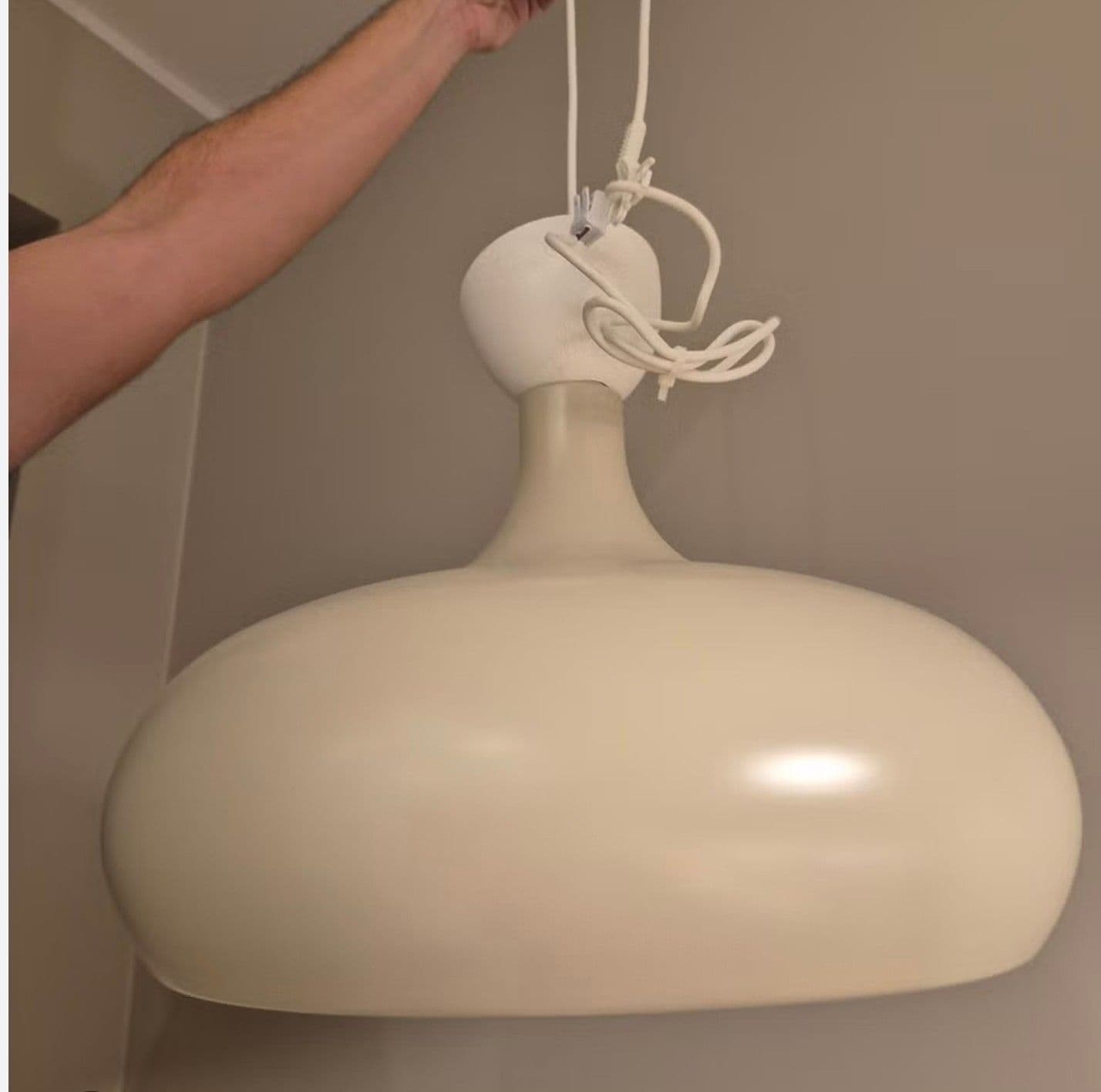 VÄXJÖ Candeeiro suspenso, bege, 38 cm