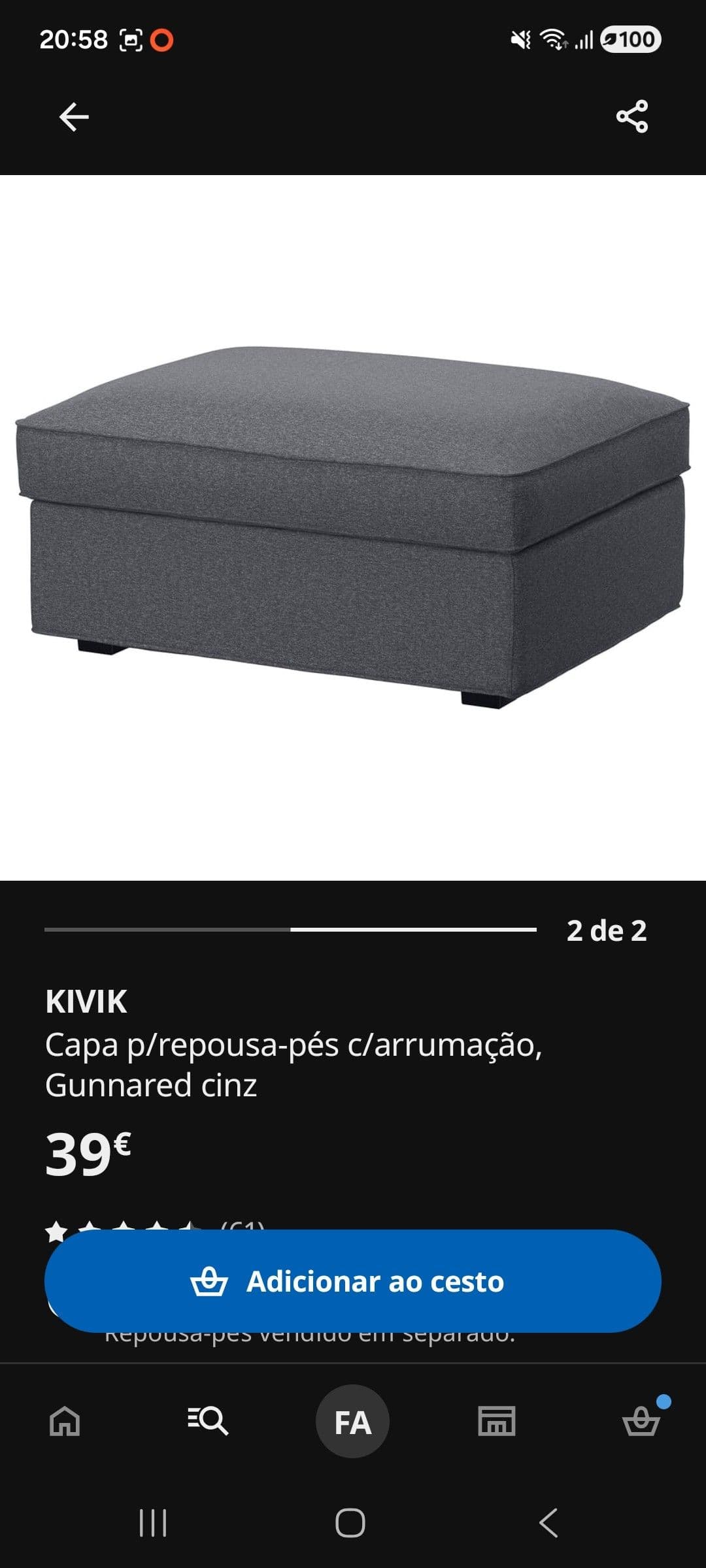 KIVIK capa p/sofá 2 lugares, Gunnared cinz