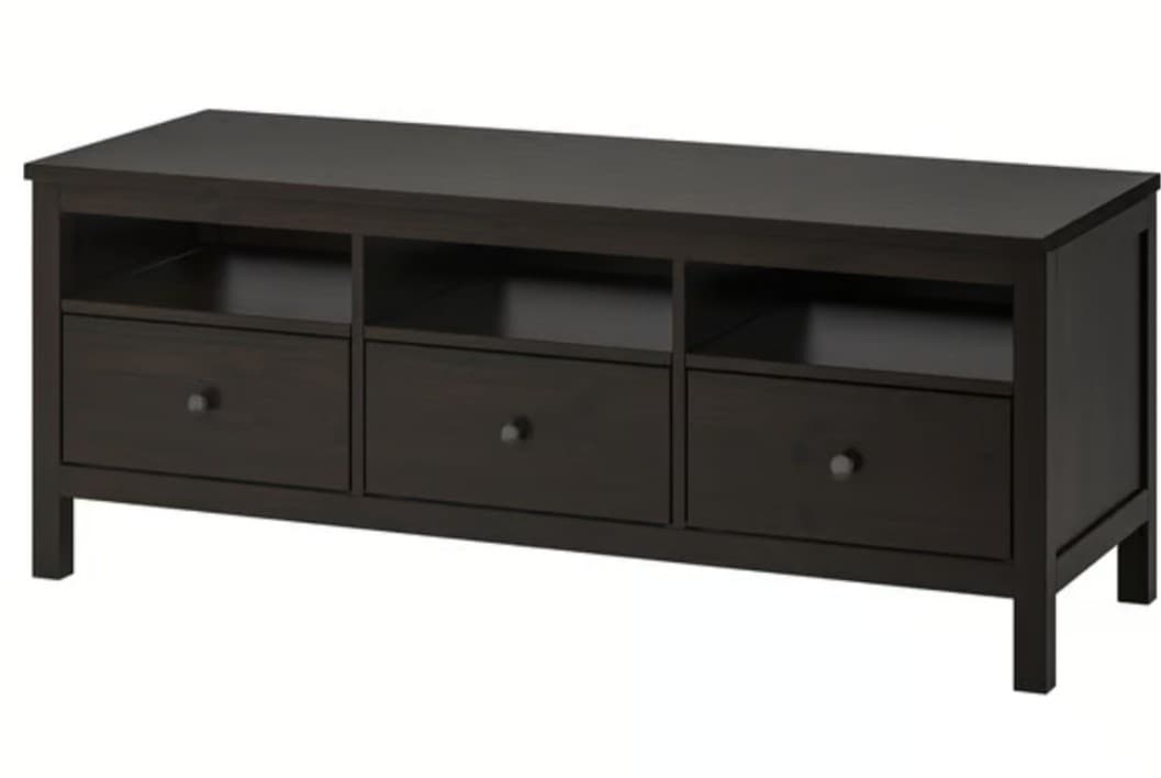HEMNES TV bench, white stain, light brown, 148x47x57 cm